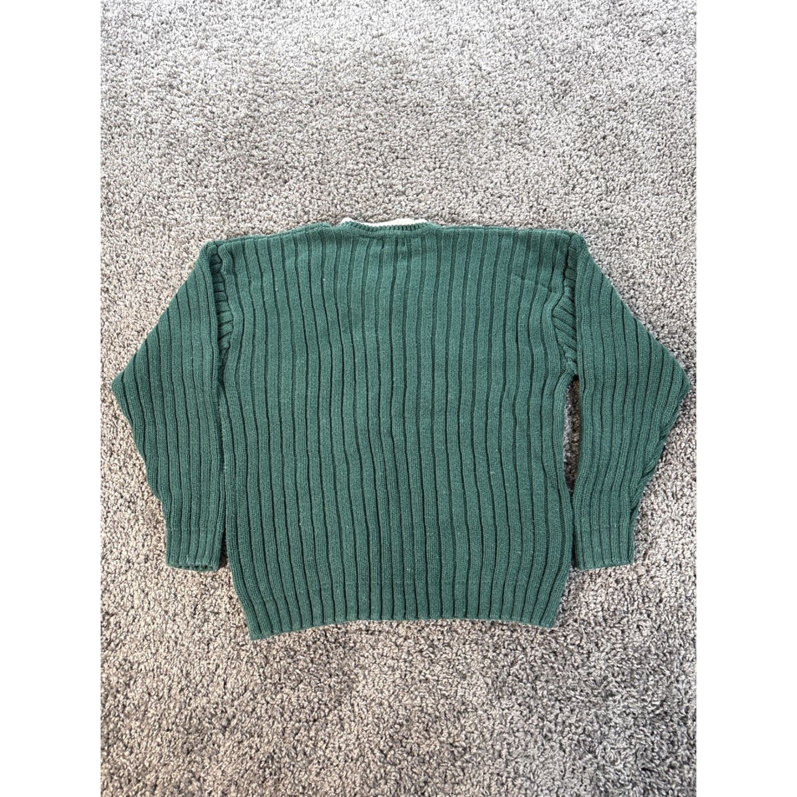 Vintage VINTAGE J RIGGINGS Sweater Men XL Green V-Neck Knit Cotton 90s Chunky Pullover Size US XL / EU 56 / 4 - 5 Thumbnail