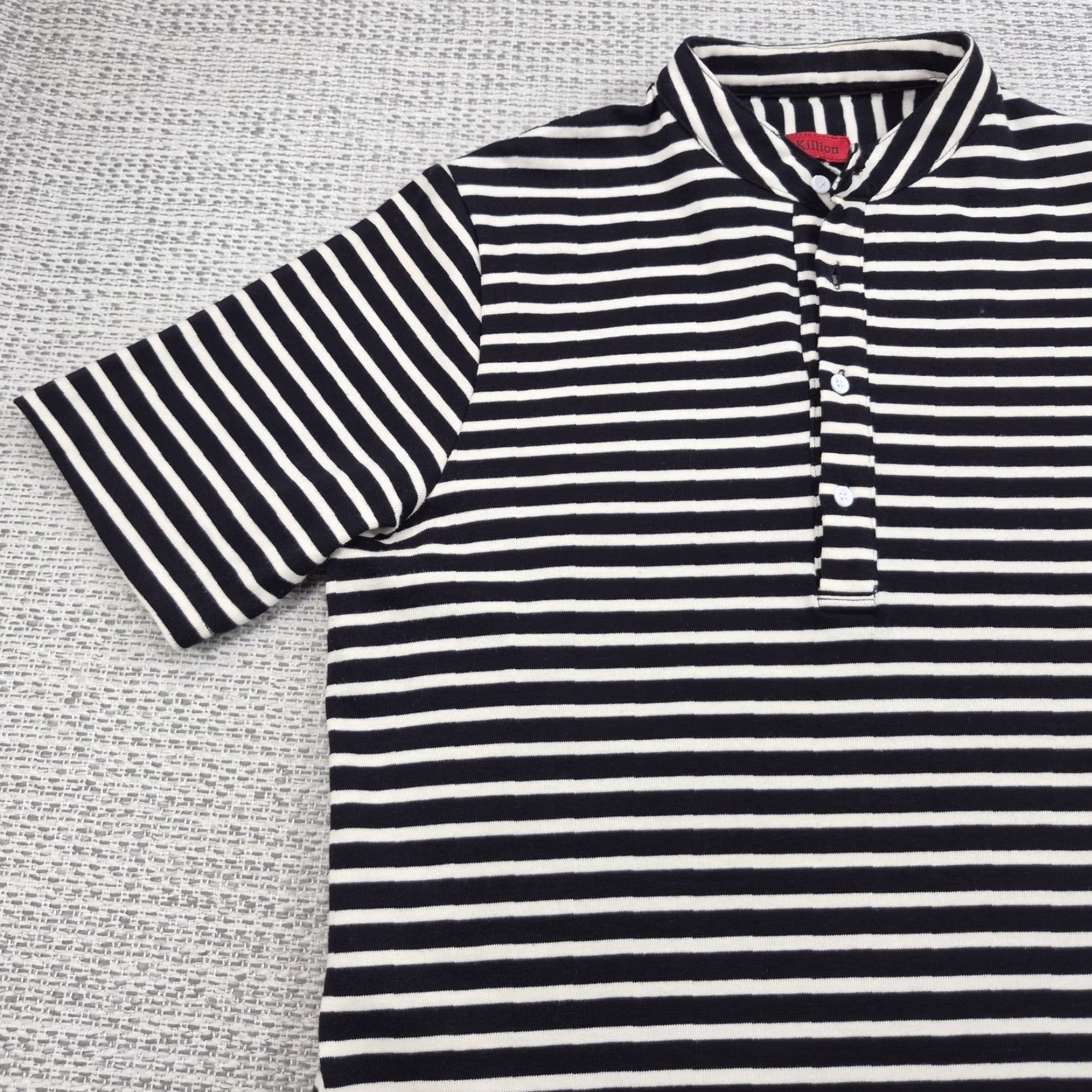 Vintage Killion Polo Shirt Mens Large Black White Stripe Band Collar Longline Casual Shirt Size US L / EU 52-54 / 3 - 3 Thumbnail