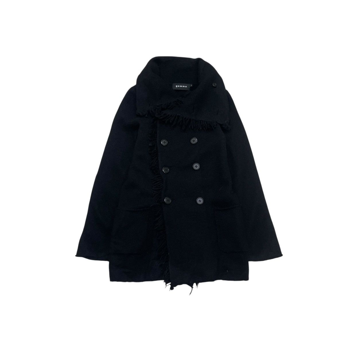 gomme 🔥Unique Design Gomme Black Wool High Collar Frindged Jacket Size M / US 6-8 / IT 42-44 - 1 Thumbnail