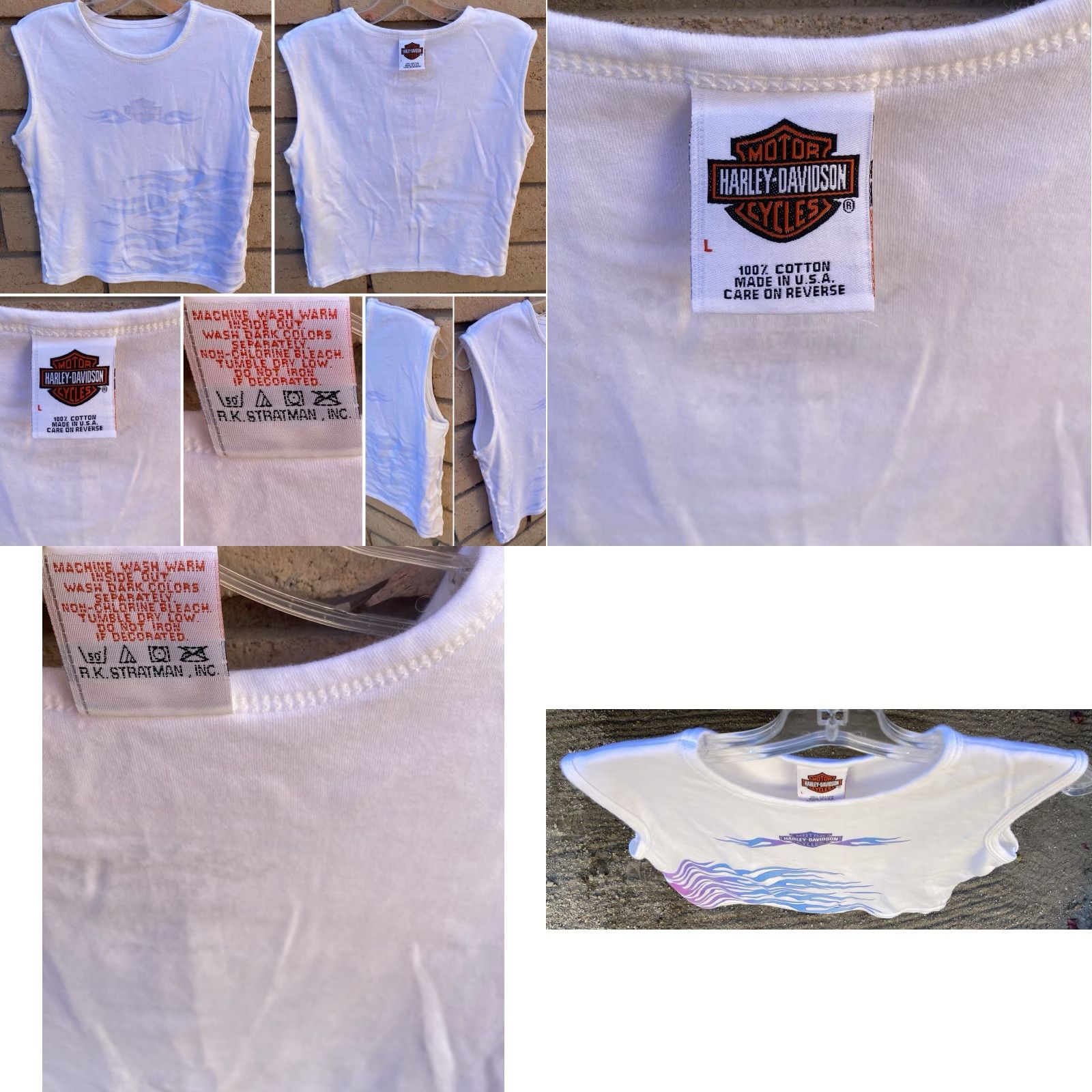Harley Davidson VINTAGE Harley-Davidson Cropped Tank Top Women L USA Flame 2002 Las Vegas Stratman L Size L / US 10 / IT 46 - 9 Thumbnail