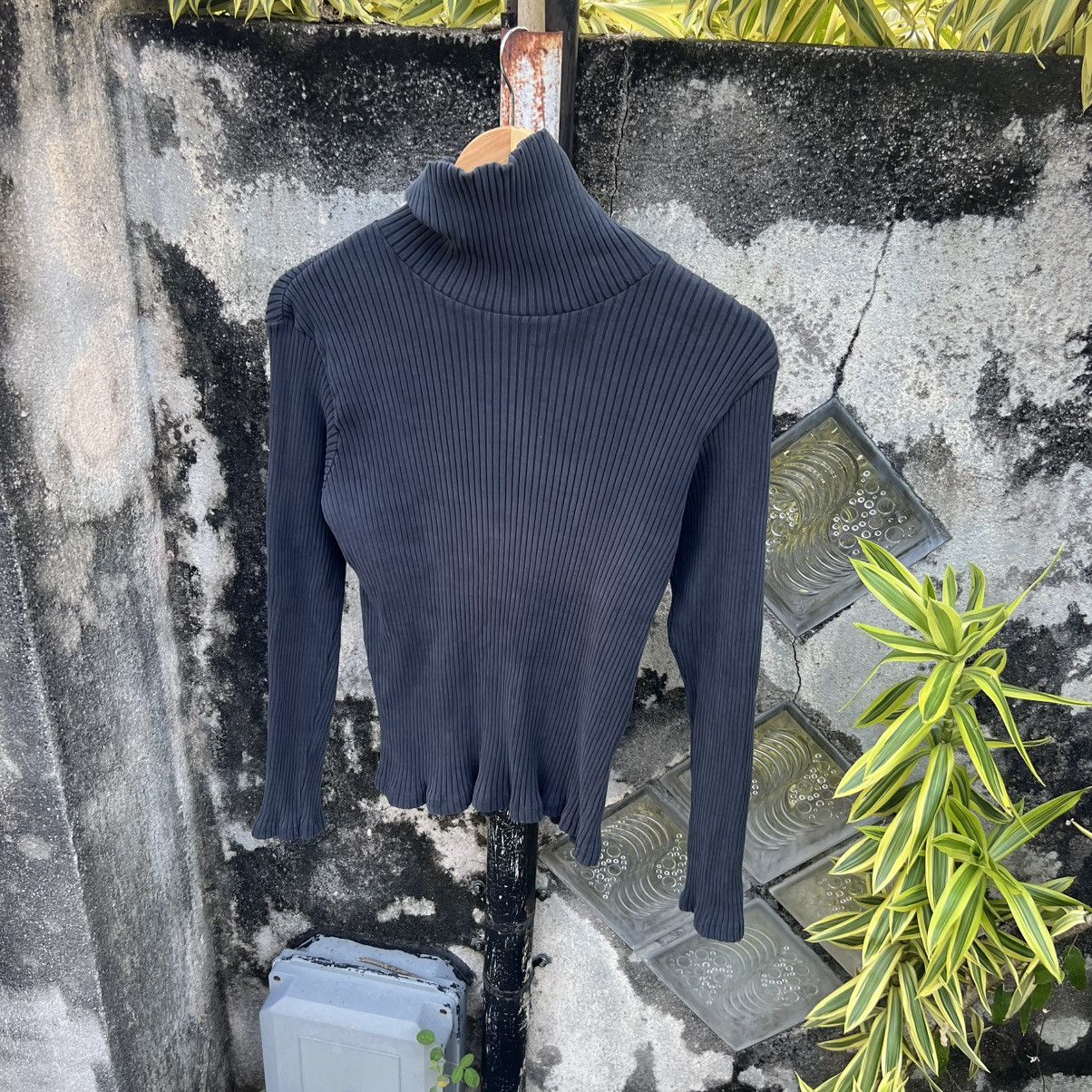 agnes b. “AGNES B.” GREY RIBBED TURTLENECK LONG SLEEVE KNIT TOP Size XS / US 0-2 / IT 36-38 - 2 Thumbnail