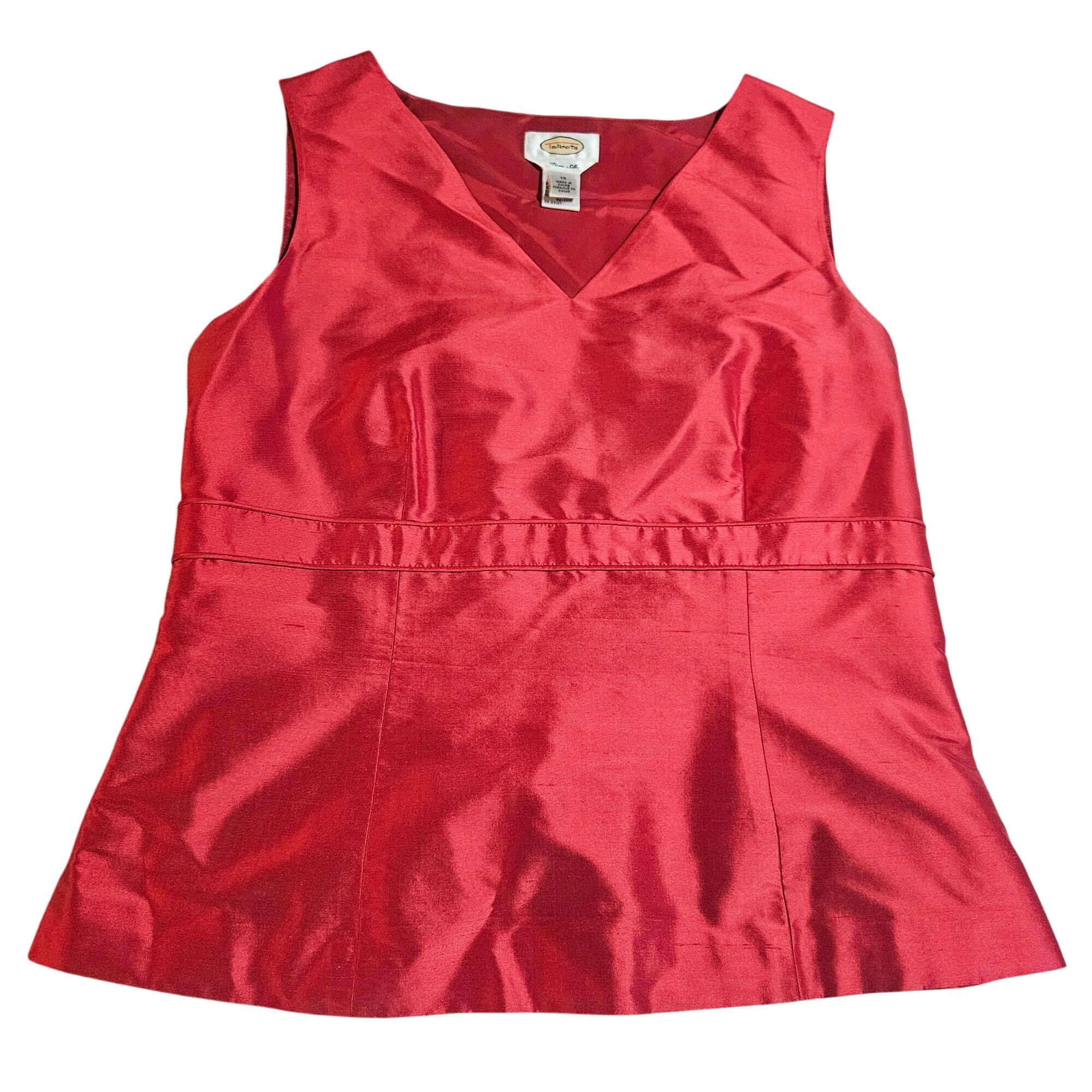 Talbots Talbots Women's Silk Top Red Medium Holiday Glam Minimalist Size XL / US 12-14 / IT 48-50 - 9 Thumbnail