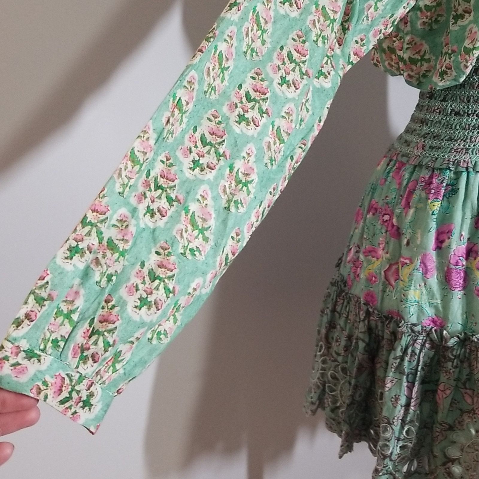 Hemant & Nandita NWT Hemant & Nandita Hera Mini Dress in Mint Macaron Size S / US 4 / IT 40 - 4 Thumbnail