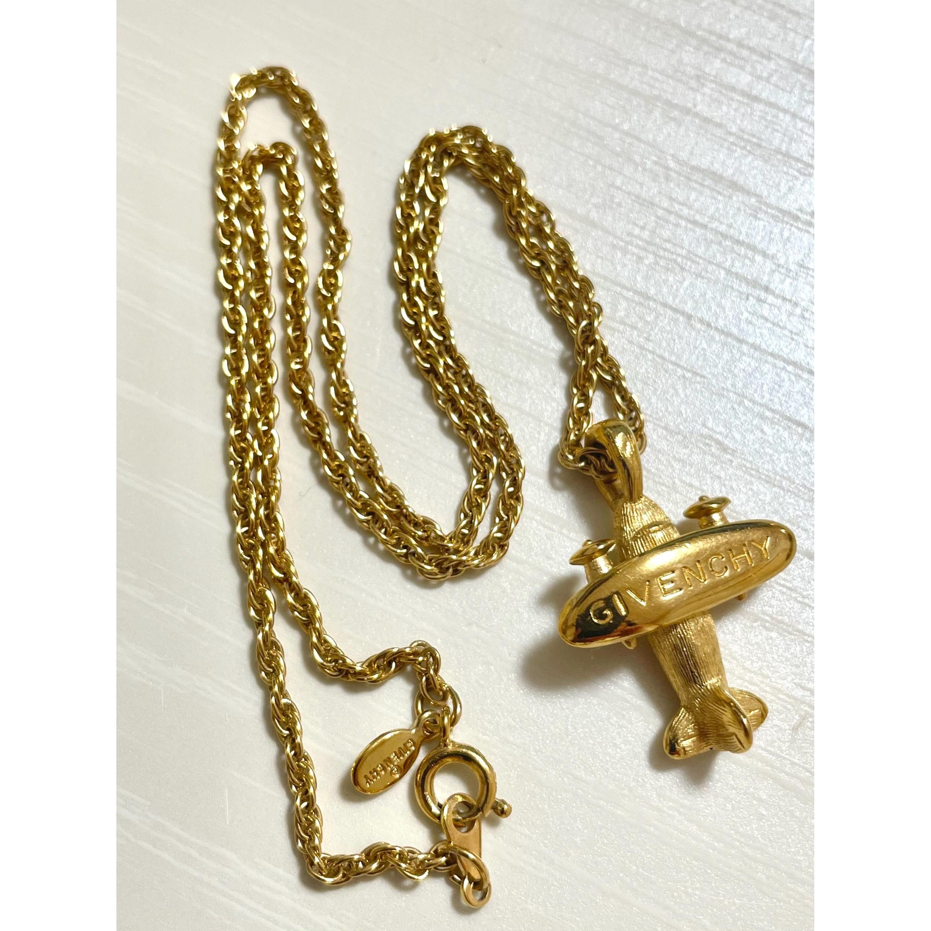 Givenchy Vintage Givenchy golden chain necklace with airplane top Size ONE SIZE - 2 Thumbnail