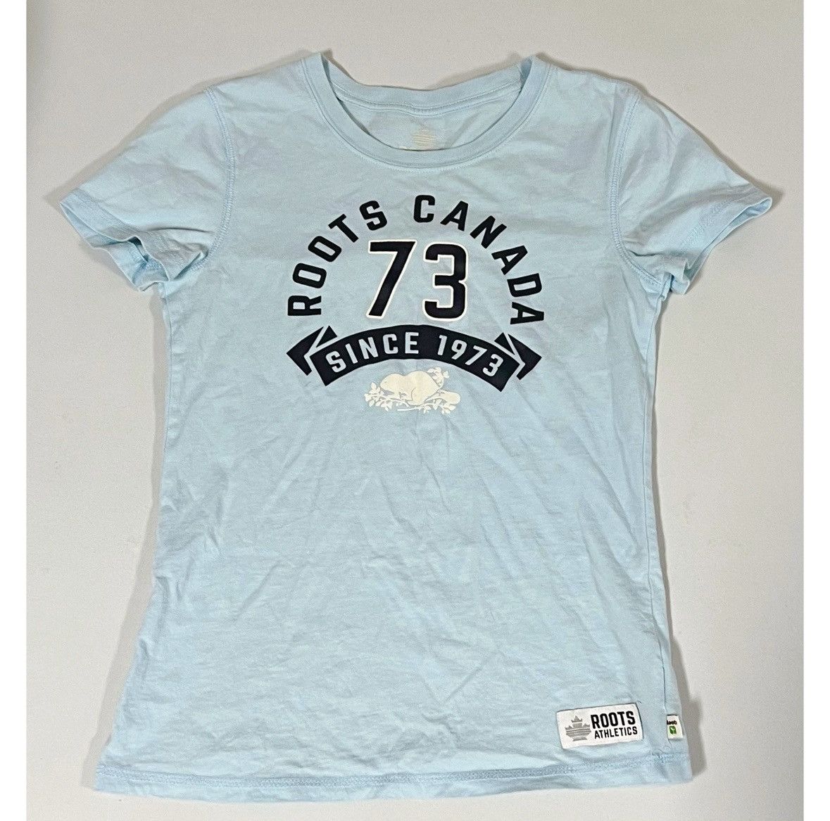 Roots Roots Athletics Blue Pastel ‘Canada’ Logo T-Shirt Tee XS 🩵✨ Size XS / US 0-2 / IT 36-38 - 1 Thumbnail