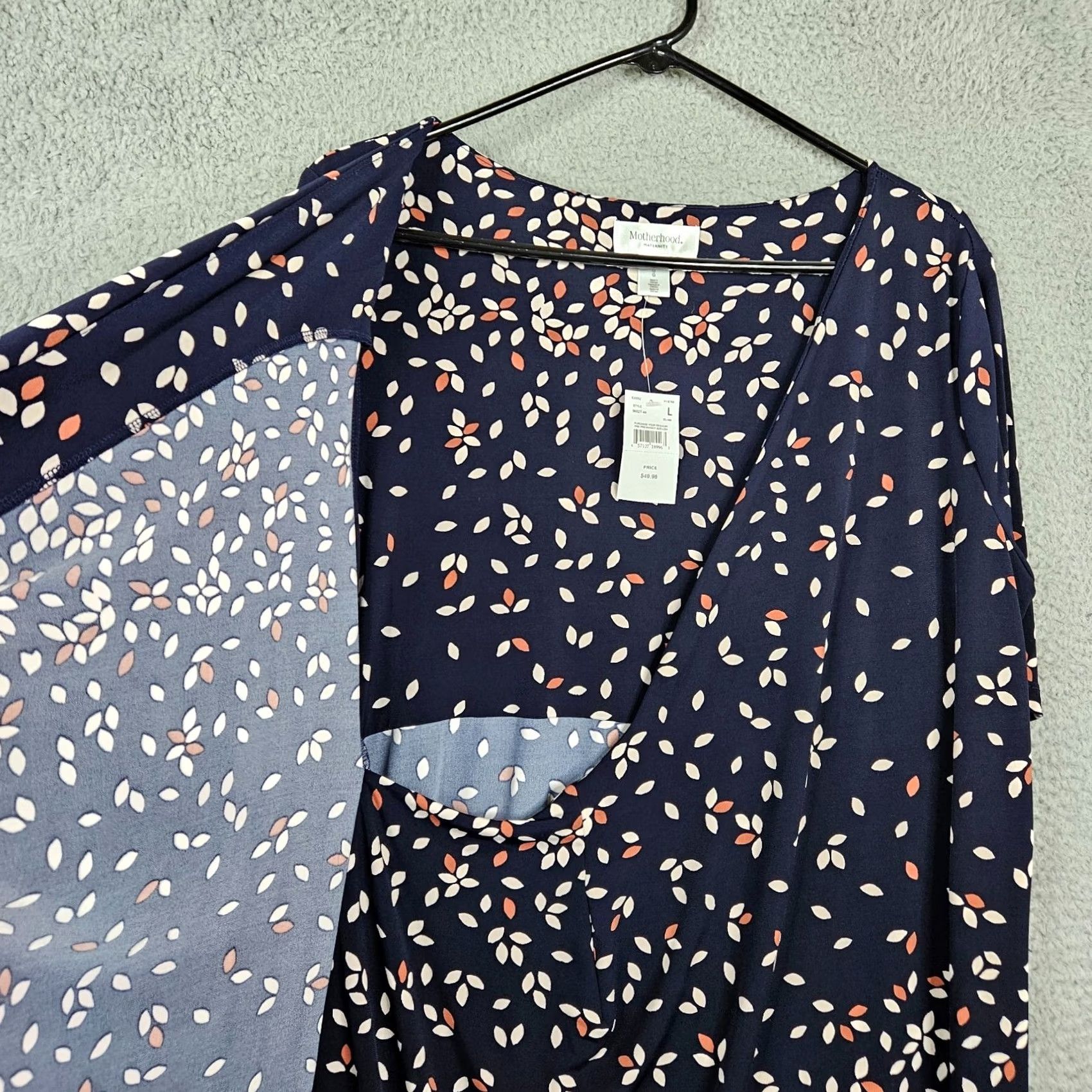 Vintage MOTHERHOOD MATERNITY Floral Wrap Dress Women L New Blue Short Sleeve V-Neck Pattern: Floral Size L / US 10 / IT 46 - 7 Thumbnail