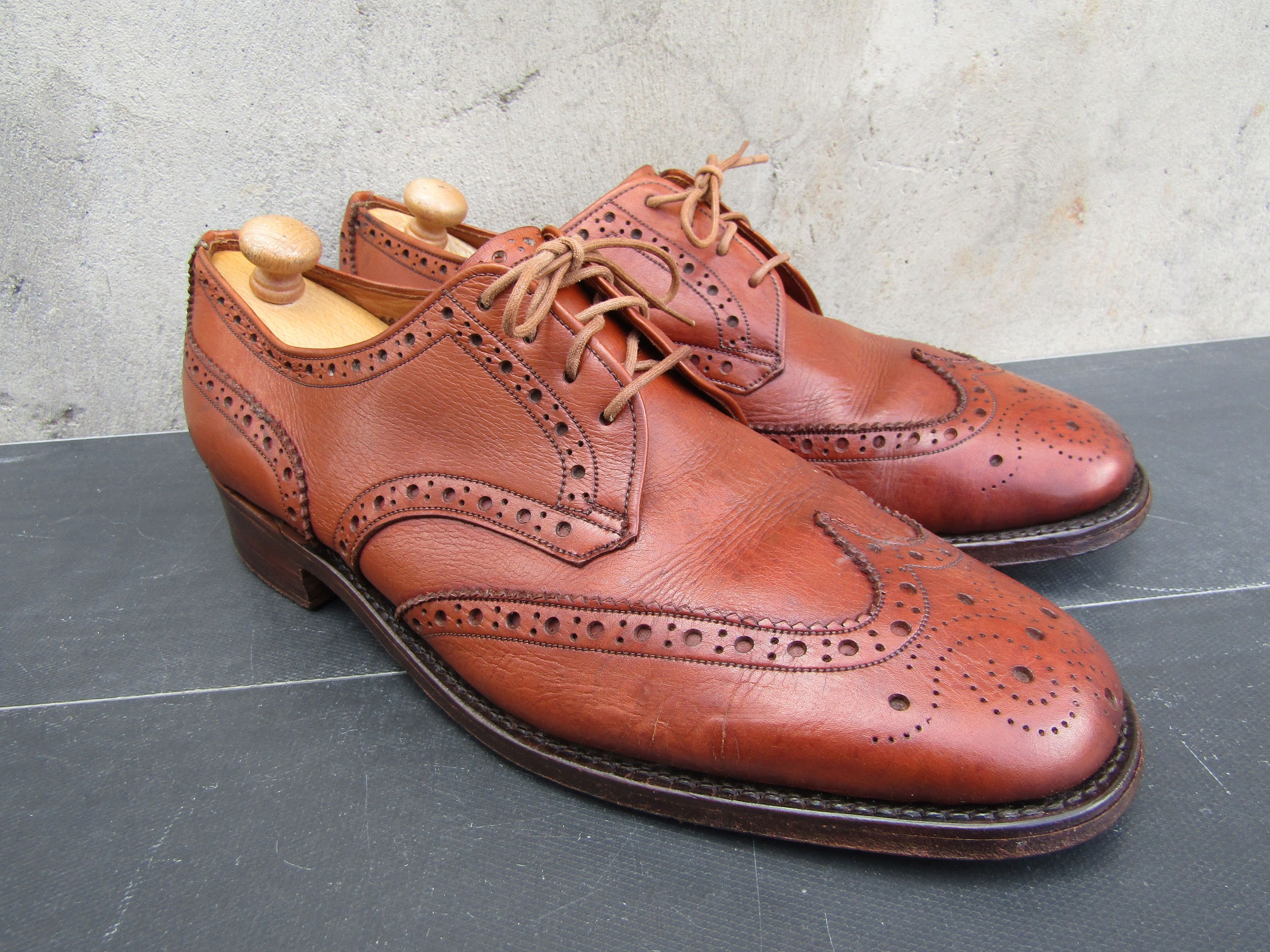Tricker's Trickers Vintage Wingtip Leather Brogue Derby Size US 8.5 / EU 41-42 - 4 Thumbnail