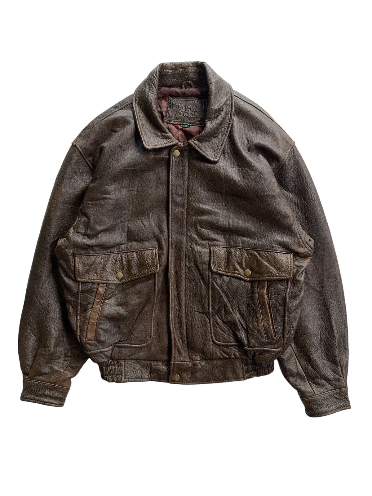 Vintage Vintage Polo Club Leather Bomber Jacket Size US L / EU 52-54 / 3 - 2 Thumbnail