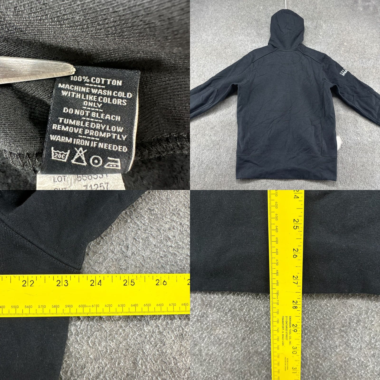Vintage American Giant Hoodie Mens L Black Full Zip Sweatshirt Fleece Cotton Heavyweight Regular Fits 90s USA Logo Zipper Hooded Pocket Size US L / EU 52-54 / 3 - 8 Thumbnail