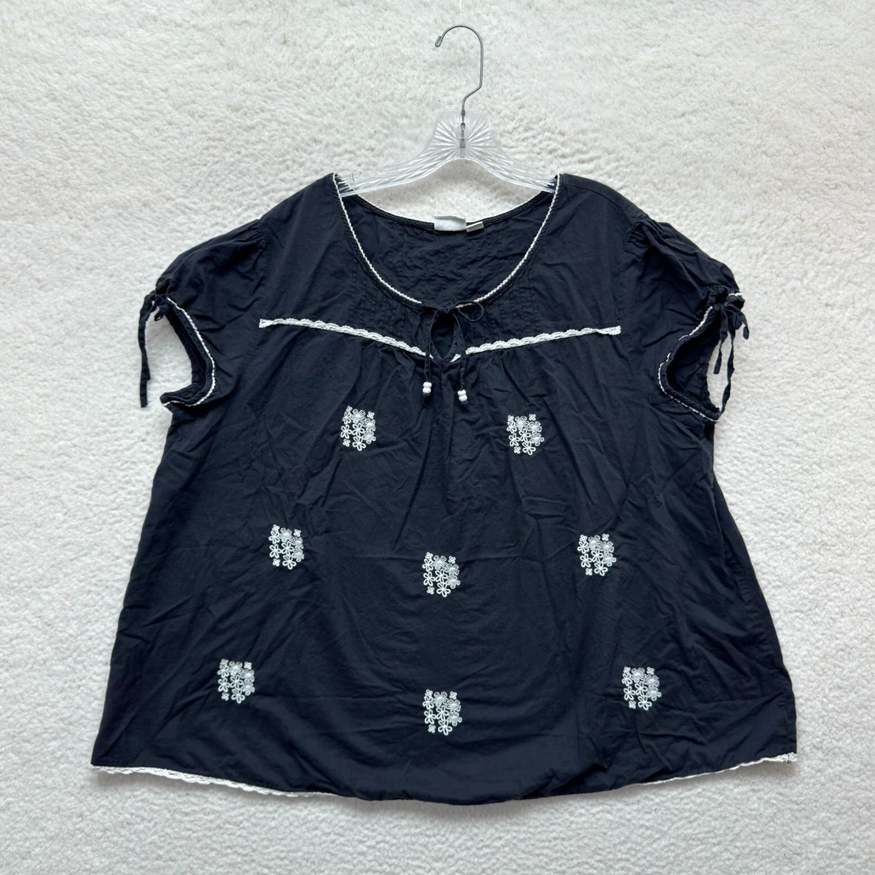 Vintage VINTAGE Cato Shirt Womens 22W 24W Black Cap Sleeve Peasant Boho Grunge Size 3XL / US 20-22 - 2 Thumbnail