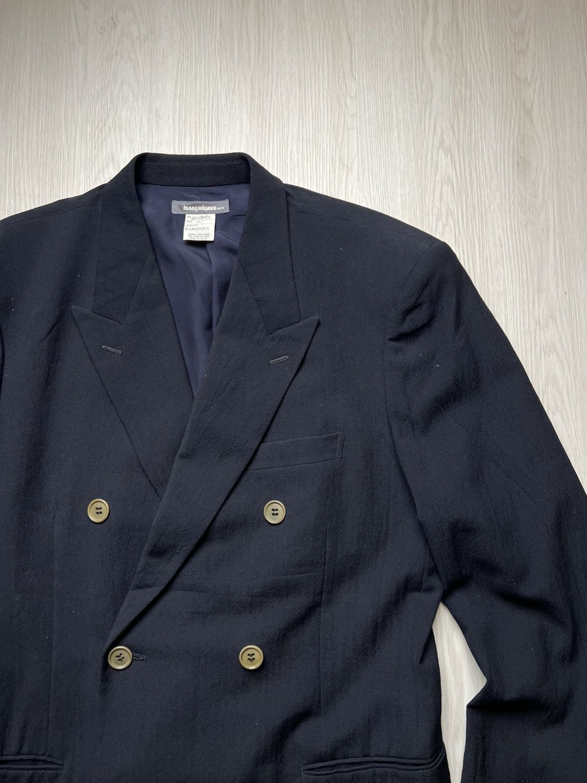 Issey Miyake Vintage 80s Issey Miyake Double Breasted Wool Blazer Size 52R - 2 Thumbnail
