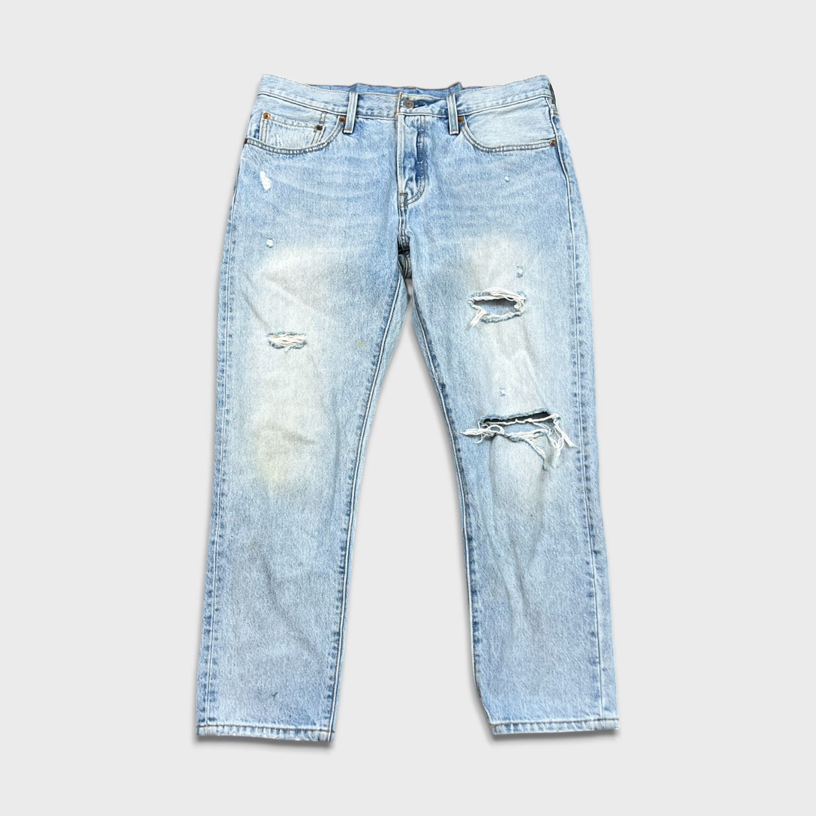 Levi's × Vintage Levi's 501 T Jeans 31x28 Taper Fit Distressed Denim Pants Size US 34 / EU 50 - 1 Thumbnail