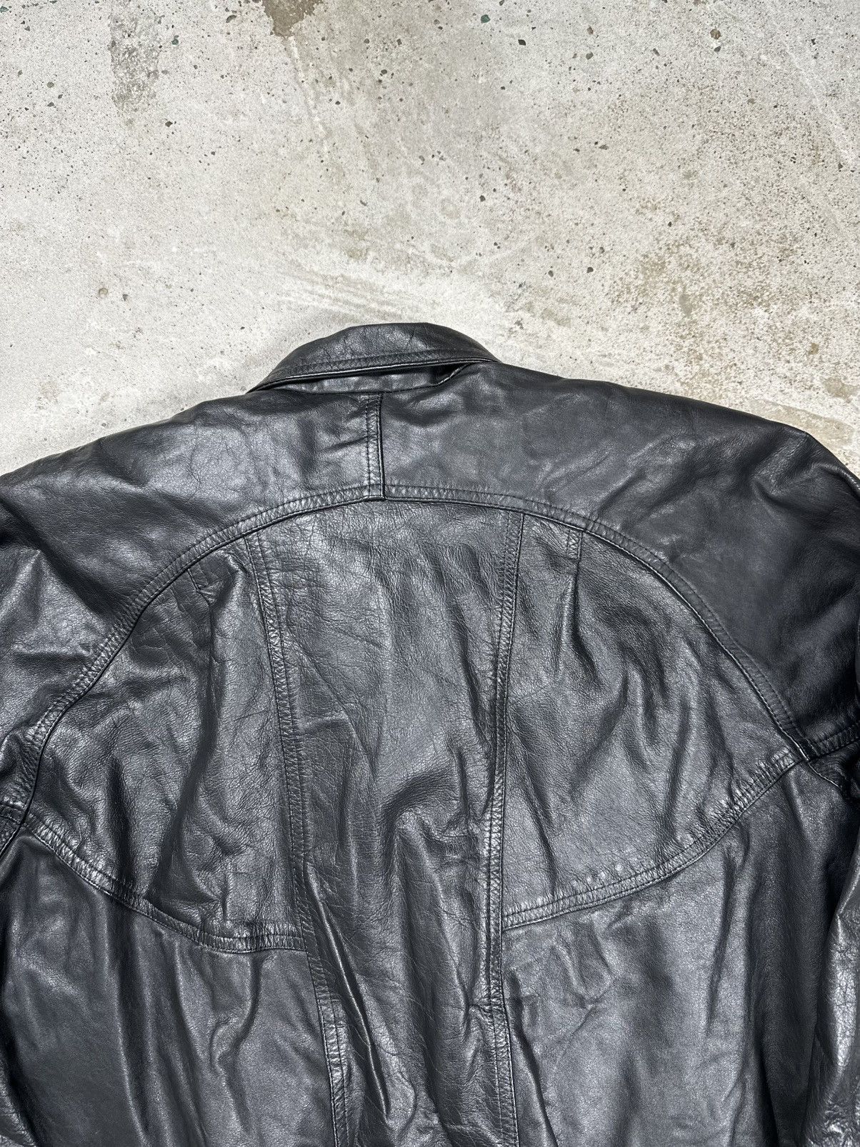 Vintage Vintage 90s Black Utility Leather Bomber Jacket Boxy archive Size US L / EU 52-54 / 3 - 9 Thumbnail