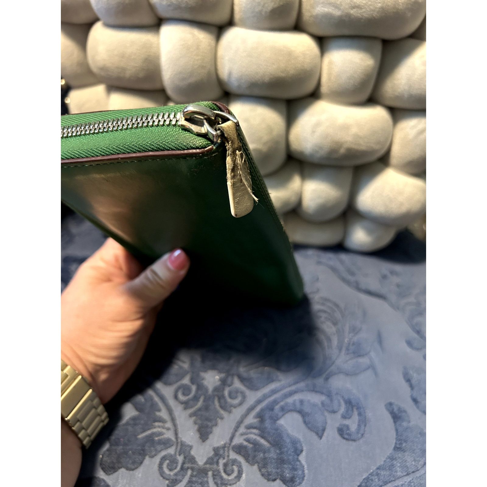 Tumi Vintage Emerald Green Tumi Zip Around Wallet White Piping Size ONE SIZE - 8 Thumbnail