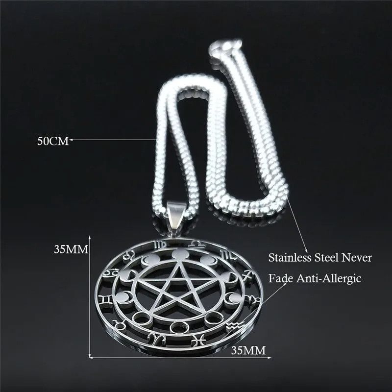 Jewelry Witchcraft 12 Constellations Pentagram Astrology Pendant Size ONE SIZE - 5 Thumbnail