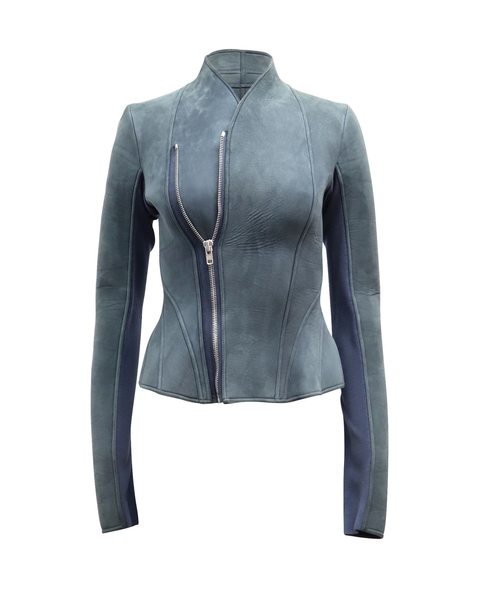 Rick Owens Rick Owens Lilies Campala Jacket in Blue Suede Size XS / US 0-2 / IT 36-38 - 1 Thumbnail