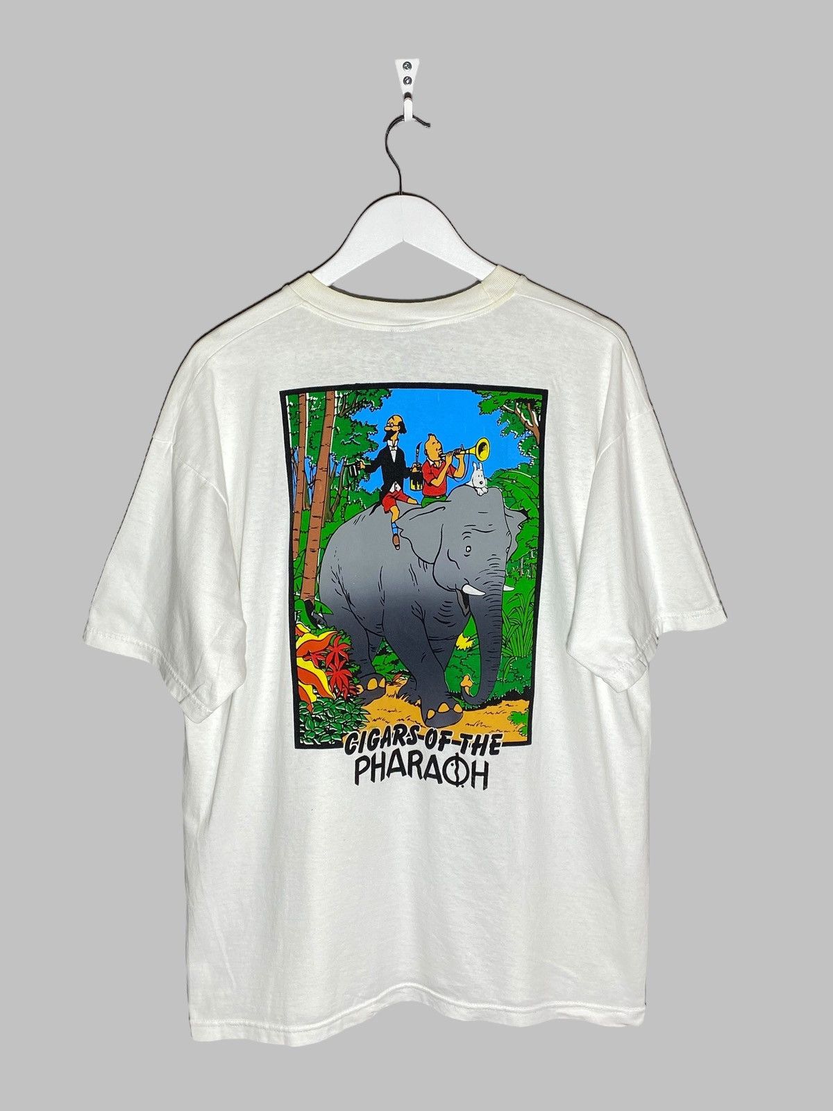 Cartoon Network 🔥 90s TINTIN CIGARS PHARAOH TEE JUNGLE RARE ELEPHANT VIBE Size US XL / EU 56 / 4 - 1 Thumbnail