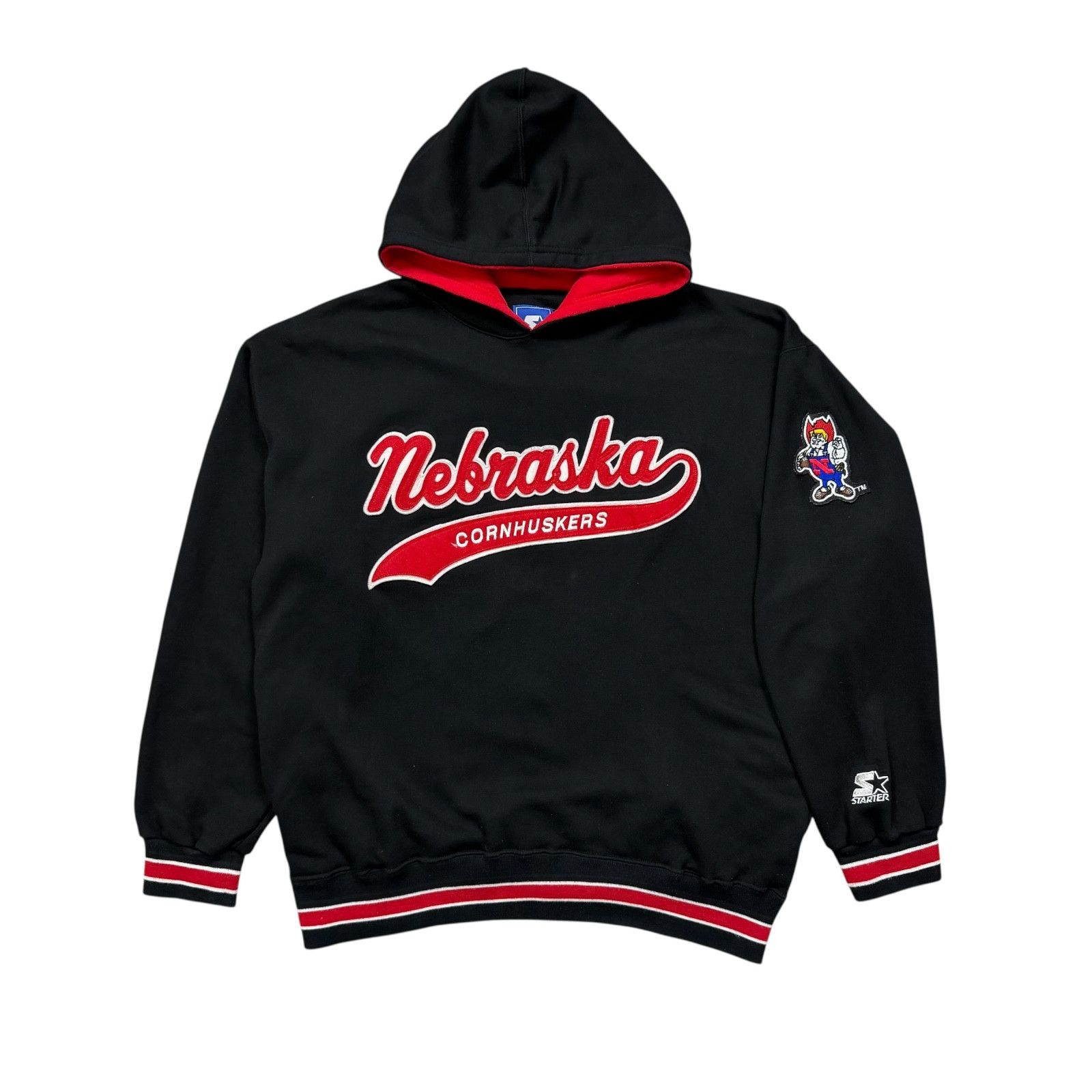 NCAA RARE VTG 90s NEBRASKA CORNHUSKERS STARTER HOODIE SCRIPT LOGO Size US L / EU 52-54 / 3 - 1 Thumbnail