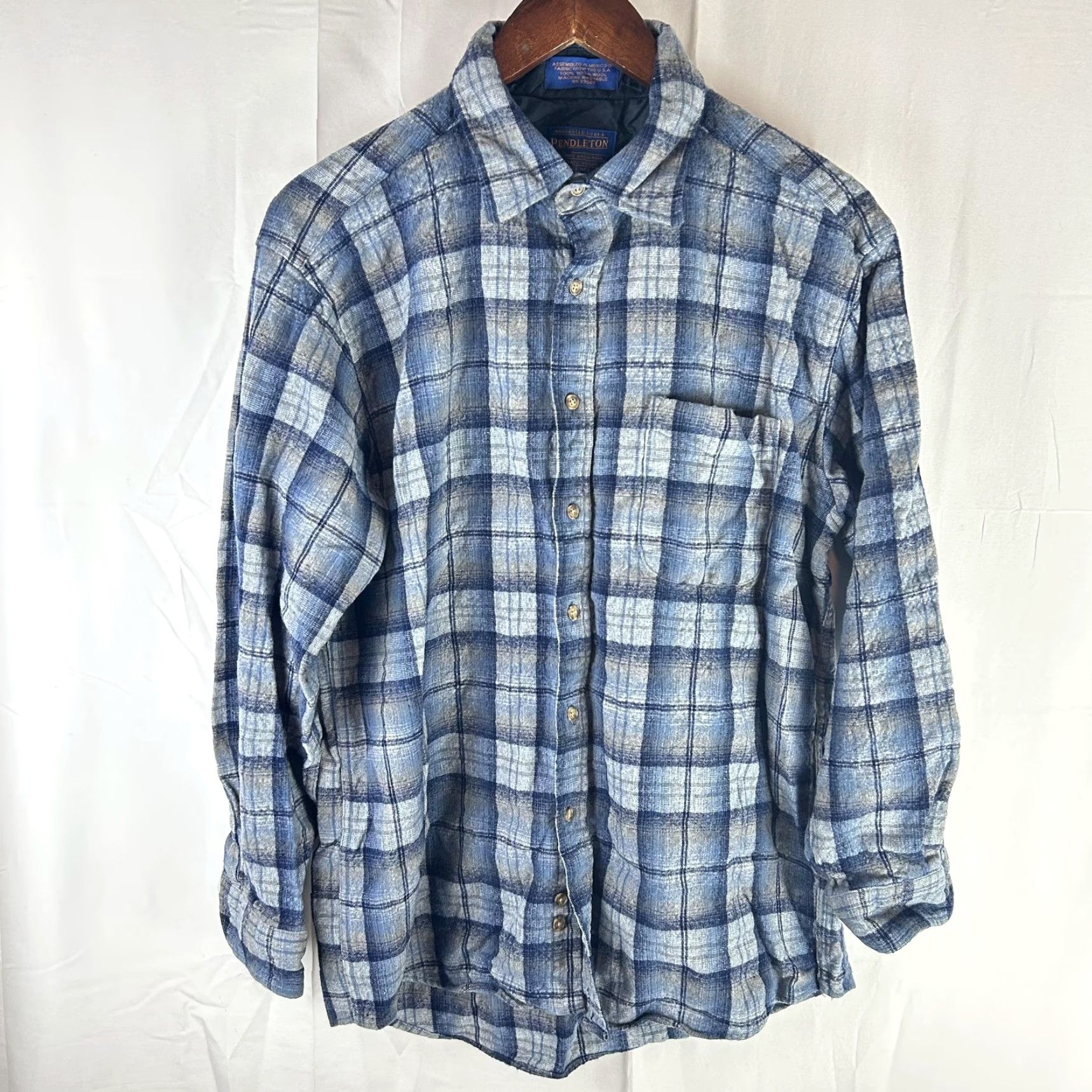 Pendleton VTG Pendleton Shirt Mens L Blue Plaid Wool Flannel Lined Button Up Casual 90s Y2K Size US L / EU 52-54 / 3 - 2 Thumbnail