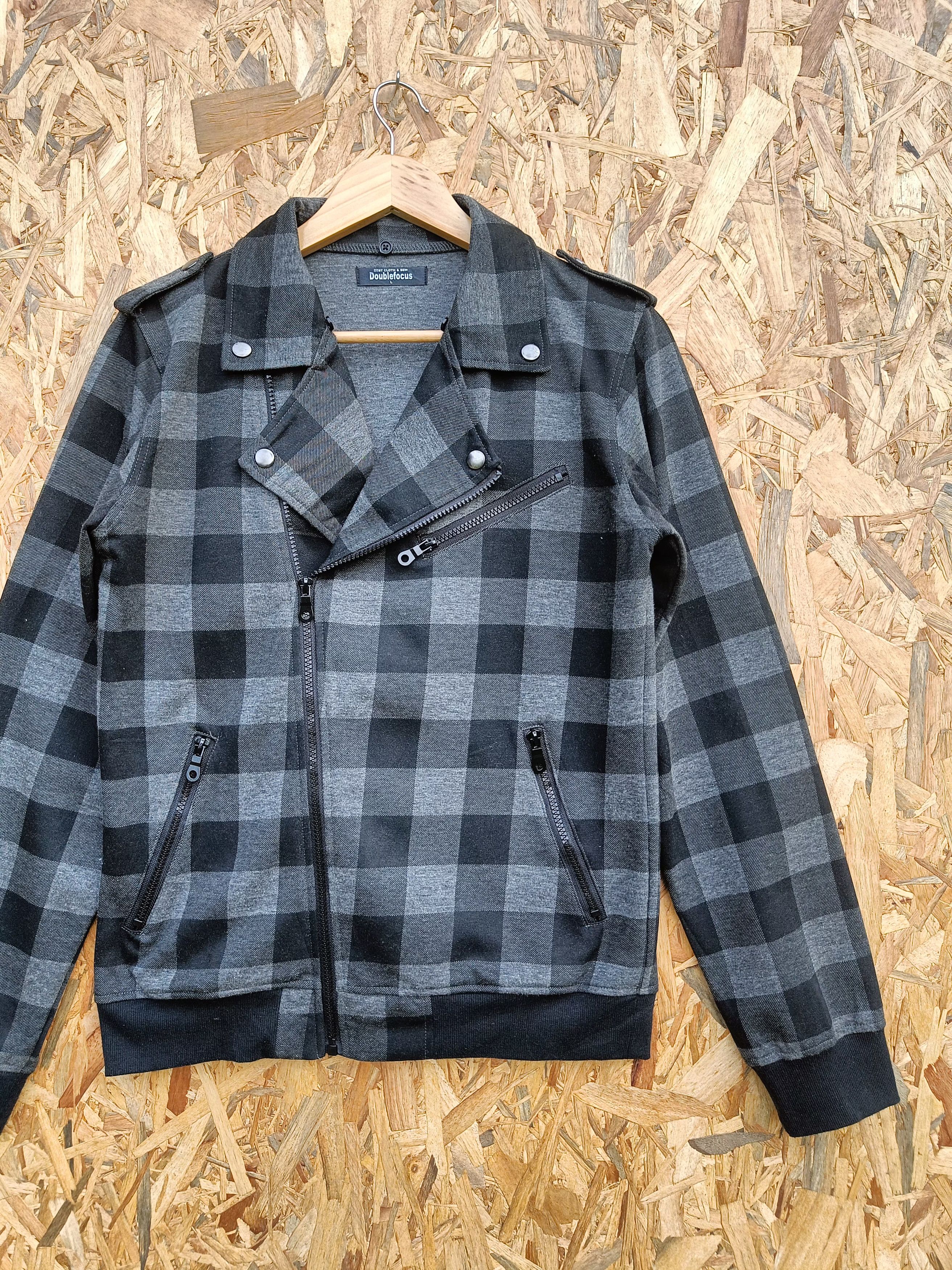 Japanese Brand Double Collar, Checker Zipper Hoodies Punk GrungeJacket Size US L / EU 52-54 / 3 - 5 Thumbnail