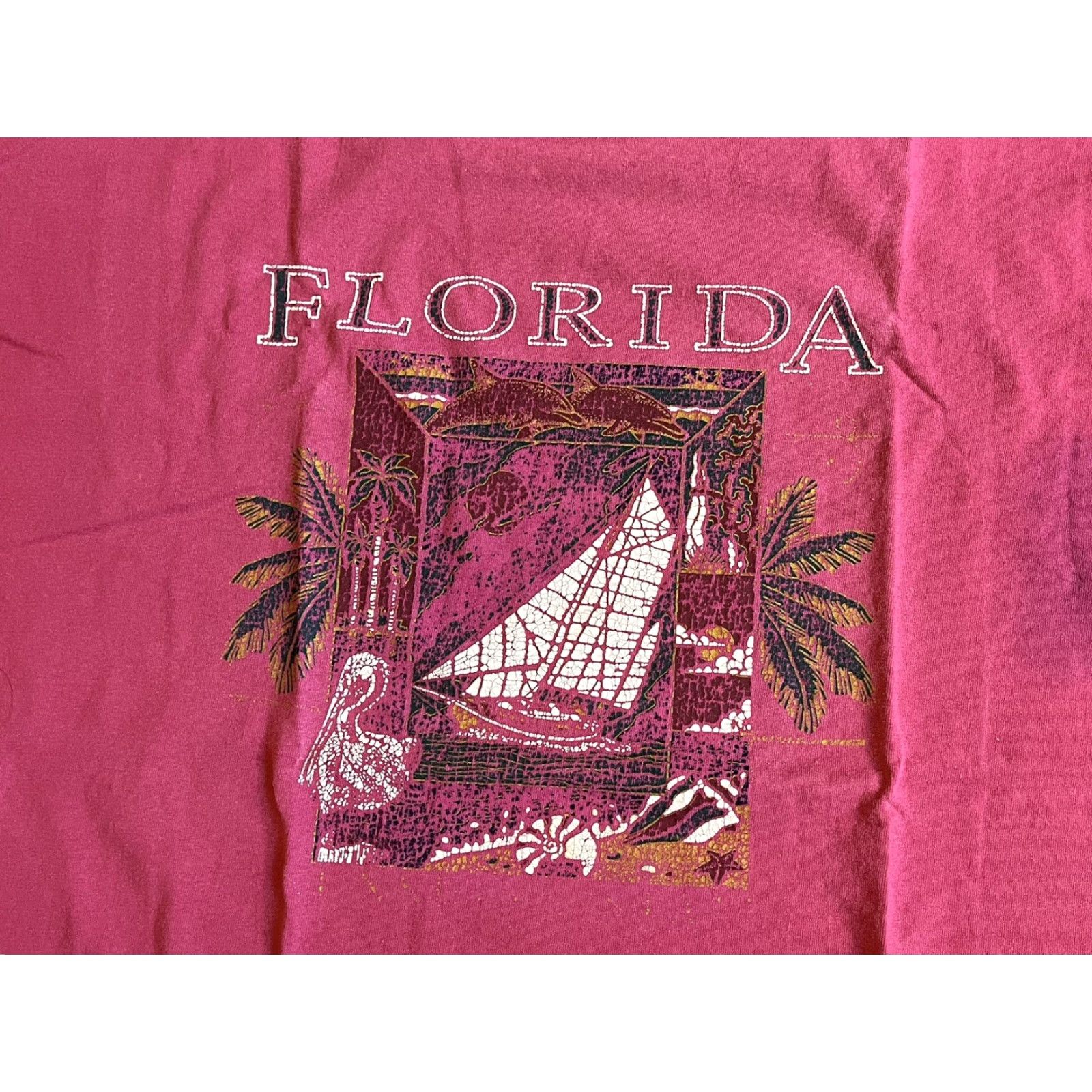 Vintage VINTAGE Florida Shirt Men’s XL Red 90s Graphic Print Logo Cotton Jersey Short Sleeve Crew Neck USA Varsity Excellence Men’s T-Shirt Size US XL / EU 56 / 4 - 3 Thumbnail