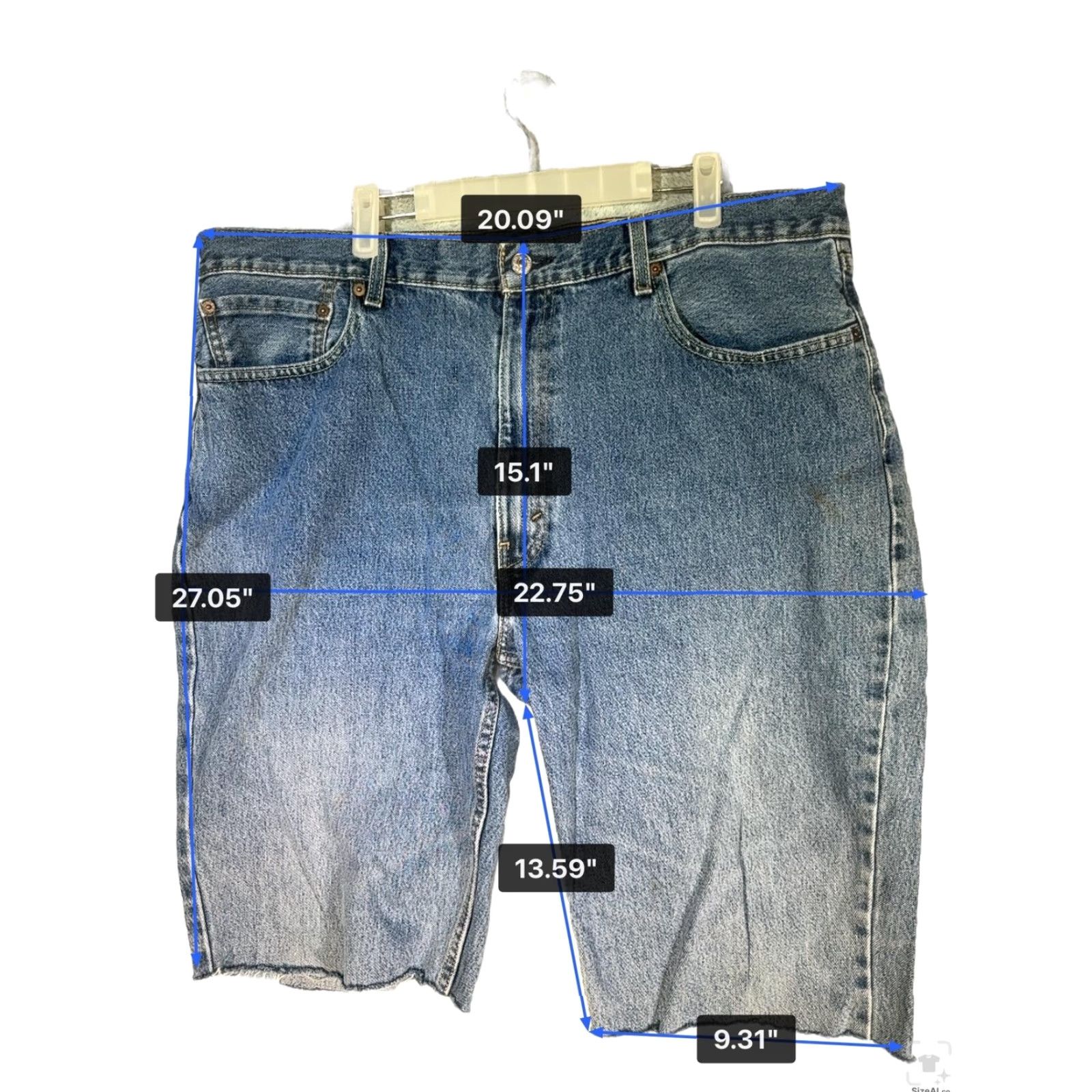 Levi's VINTAGE Levis 550 Denim Shorts Bermuda 42 Blue Relaxed 5-Pocket Denim Cotton Zip Mens Shorts 550 Size US 42 / EU 58 - 6 Thumbnail