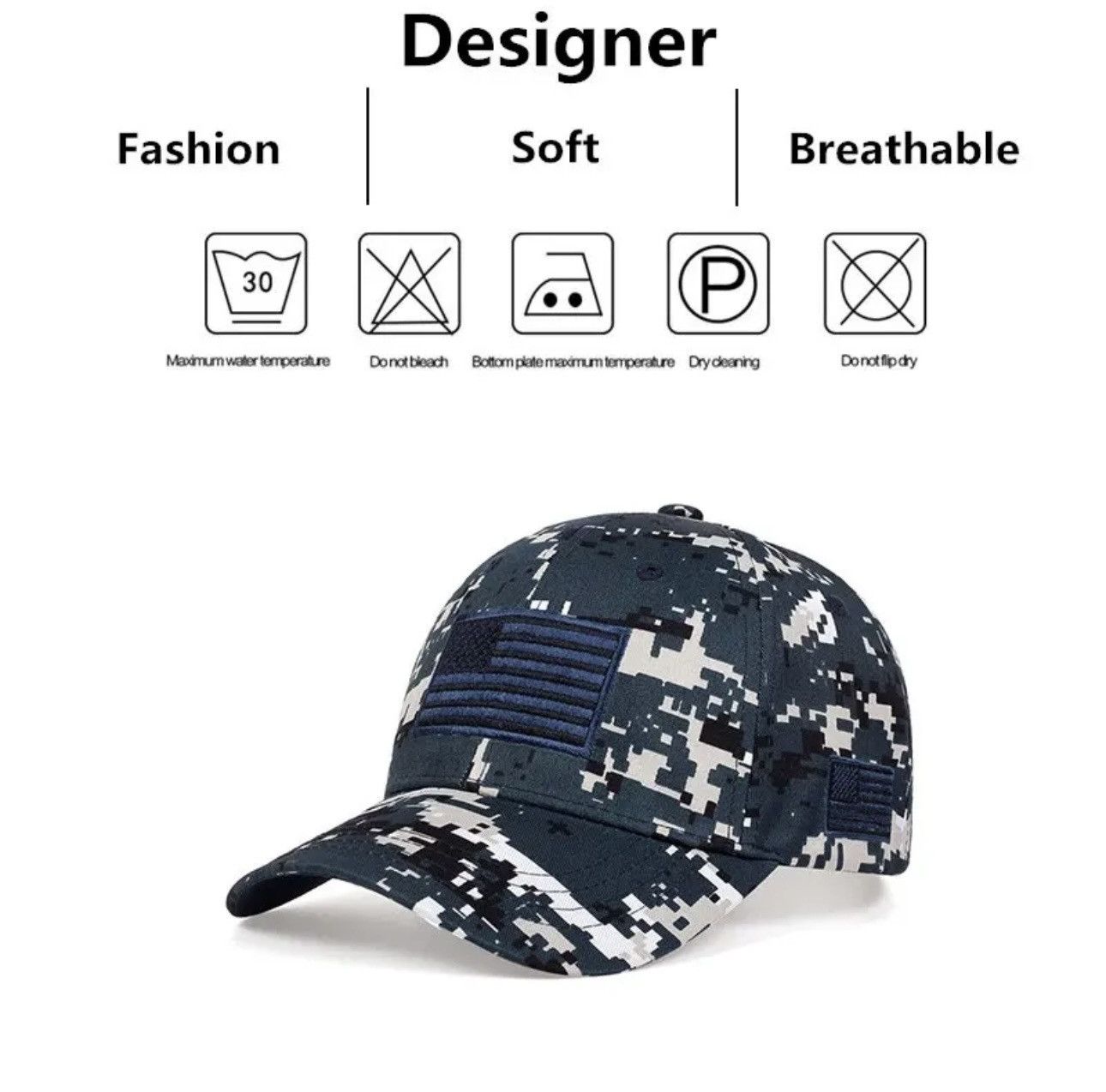 Designer American Flag Side Embroidery Baseball Caps Adjustable Casu Size ONE SIZE - 5 Thumbnail