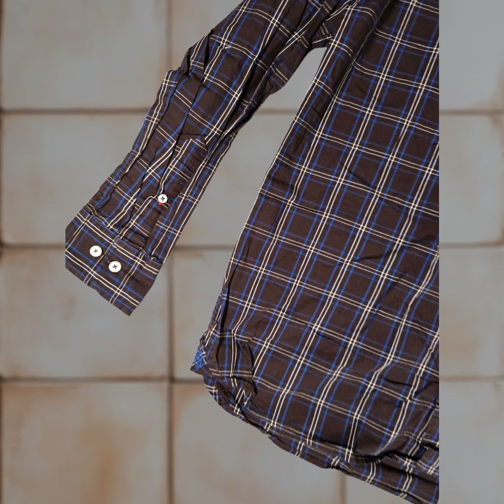 Tommy Hilfiger Shirt Mens Medium Button Down Plaid Casual Office Church Business in Brown, Men's