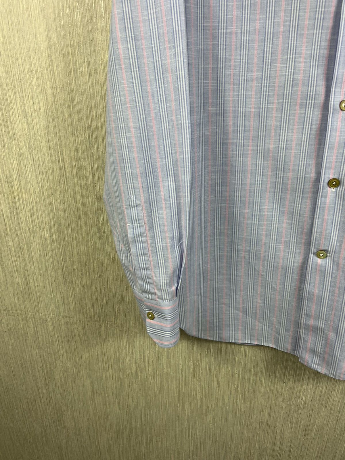Kiton Kiton linen shirt striped pink baby blue vintage old money Size US L / EU 52-54 / 3 - 7 Thumbnail