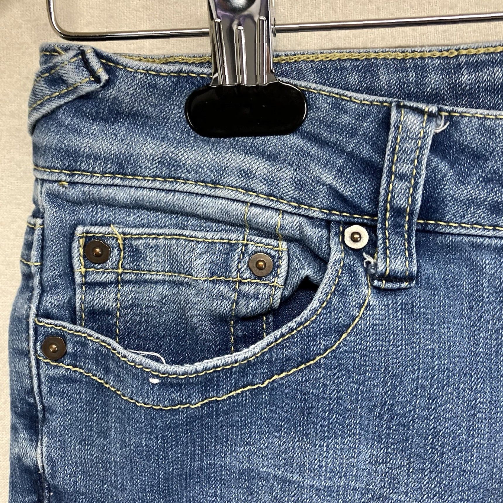 Vintage VINTAGE Indigo Rein Women's Jeans Size 3 Skinny Low Rise Distressed Blue Denim Tapered Grunge Size 26" / US 2 / IT 38 - 7 Thumbnail