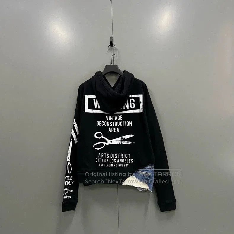 Greg Lauren Greg Lauren Fleece Denim Patchwork Hoodie. Size US S / EU 44-46 / 1 - 2 Thumbnail