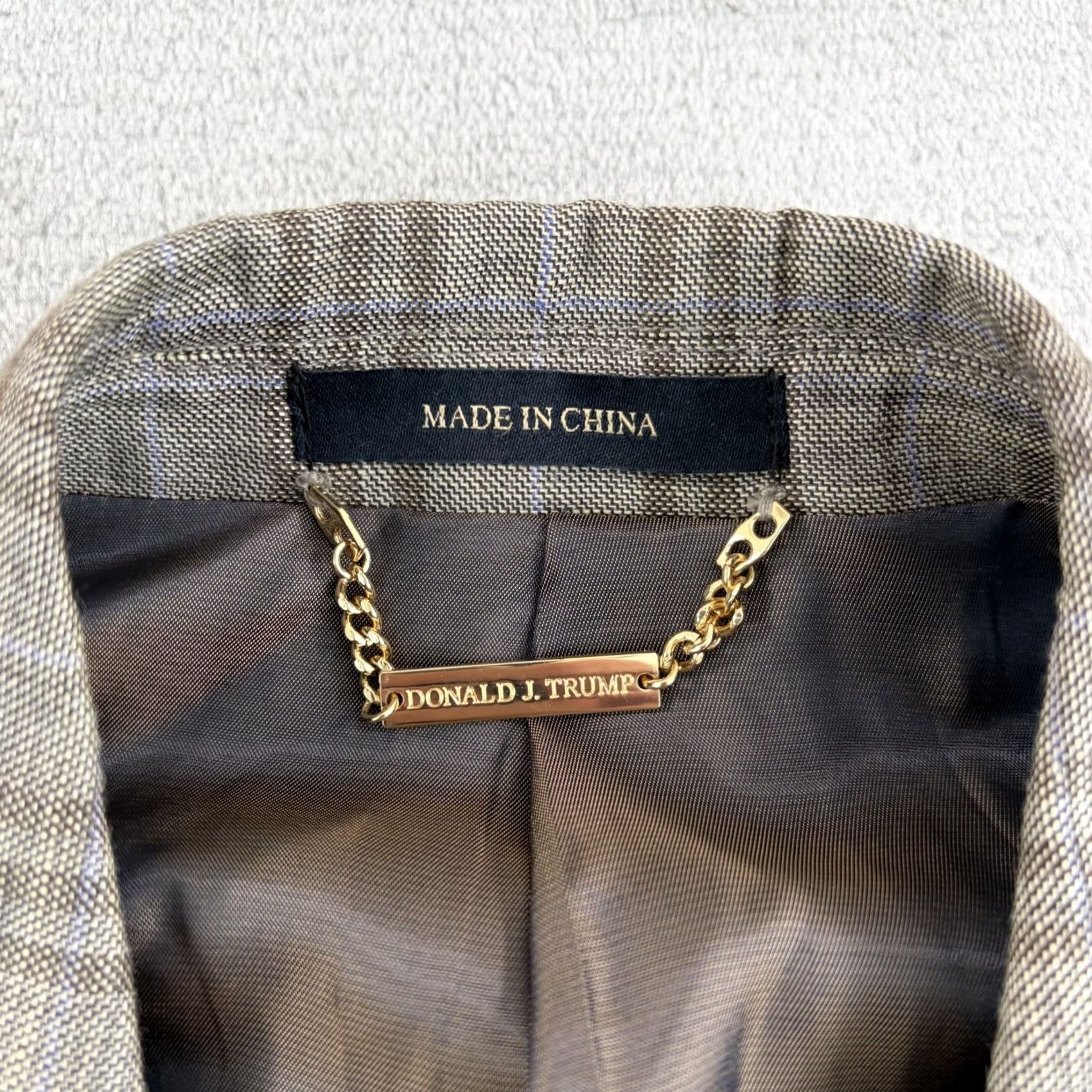 Vintage Donald J. Trump 2 Button Sport Coat Blazer Brown Windowpane Linen Wool Men 40R Size 40R - 3 Thumbnail