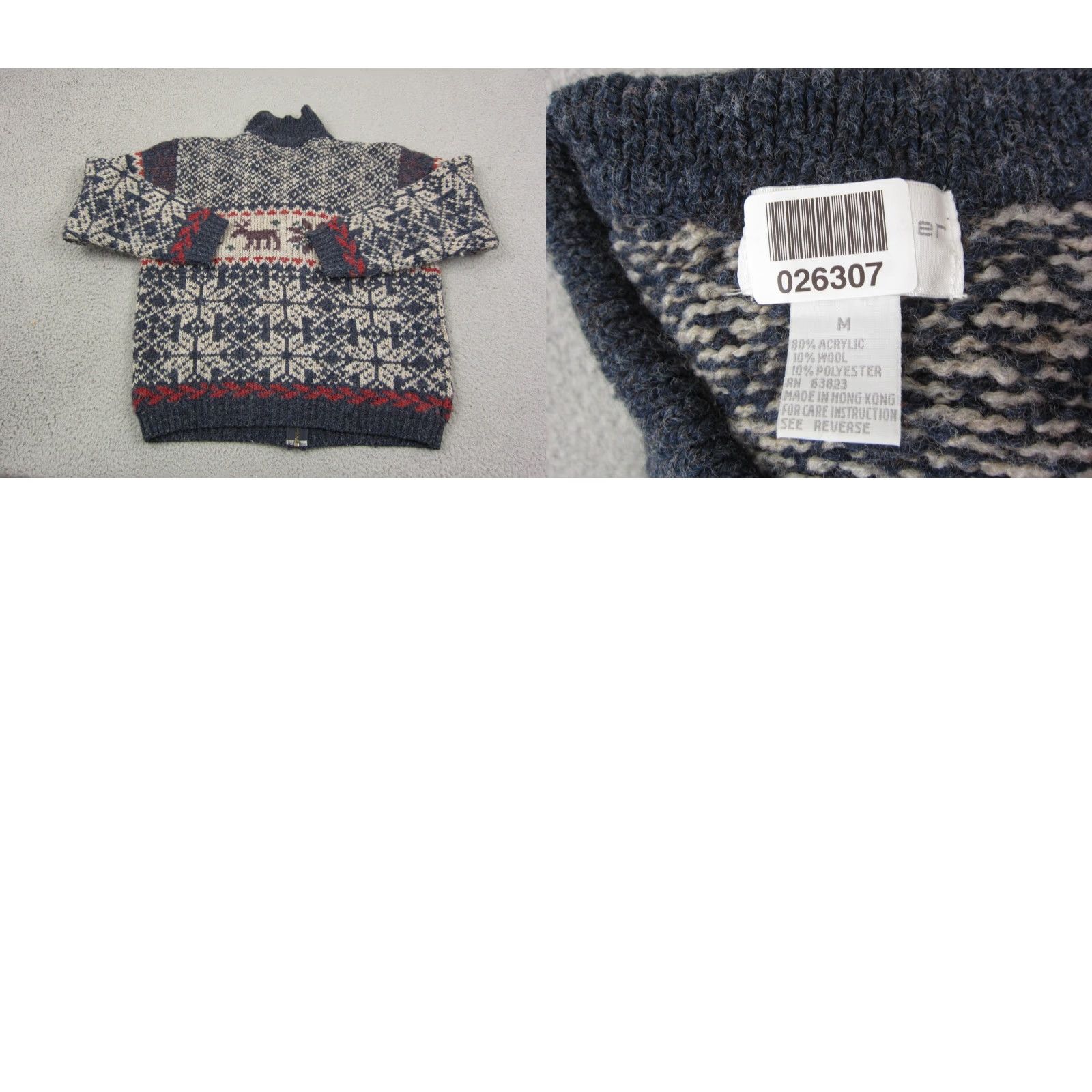 Vintage VINTAGE Christopher & Banks Cardigan Sweater Womens M Blue Fair Isle Cardigan 90s Womens Black? Size M / US 6-8 / IT 42-44 - 9 Thumbnail