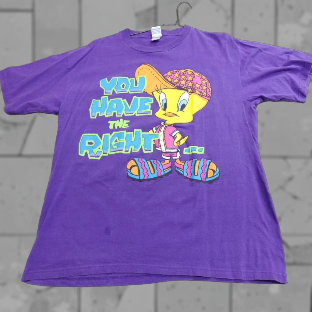 Vintage VINTAGE Tweety Bird Shirt Large Purple Double-Sided 1997 USA Mens L Shipping Next Business Day Size US L / EU 52-54 / 3 - 1 Thumbnail