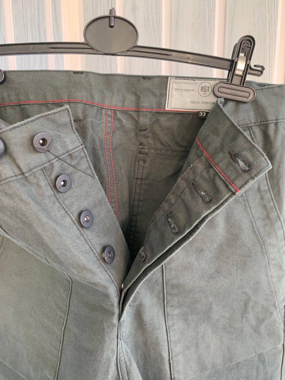 Rogue Territory Rogue Territory USA Green Cotton Tapered Selvedge Trousers Size US 33 - 9 Thumbnail