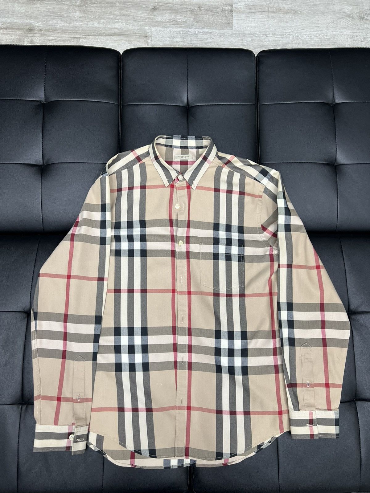 Burberry Burberry Beige Nova Check Cotton Button Up Size Large Size US XL / EU 56 / 4 - 1 Thumbnail