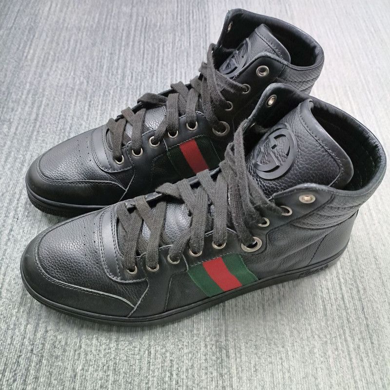 Gucci Black High-Top Lace-Up Sneakers 0079