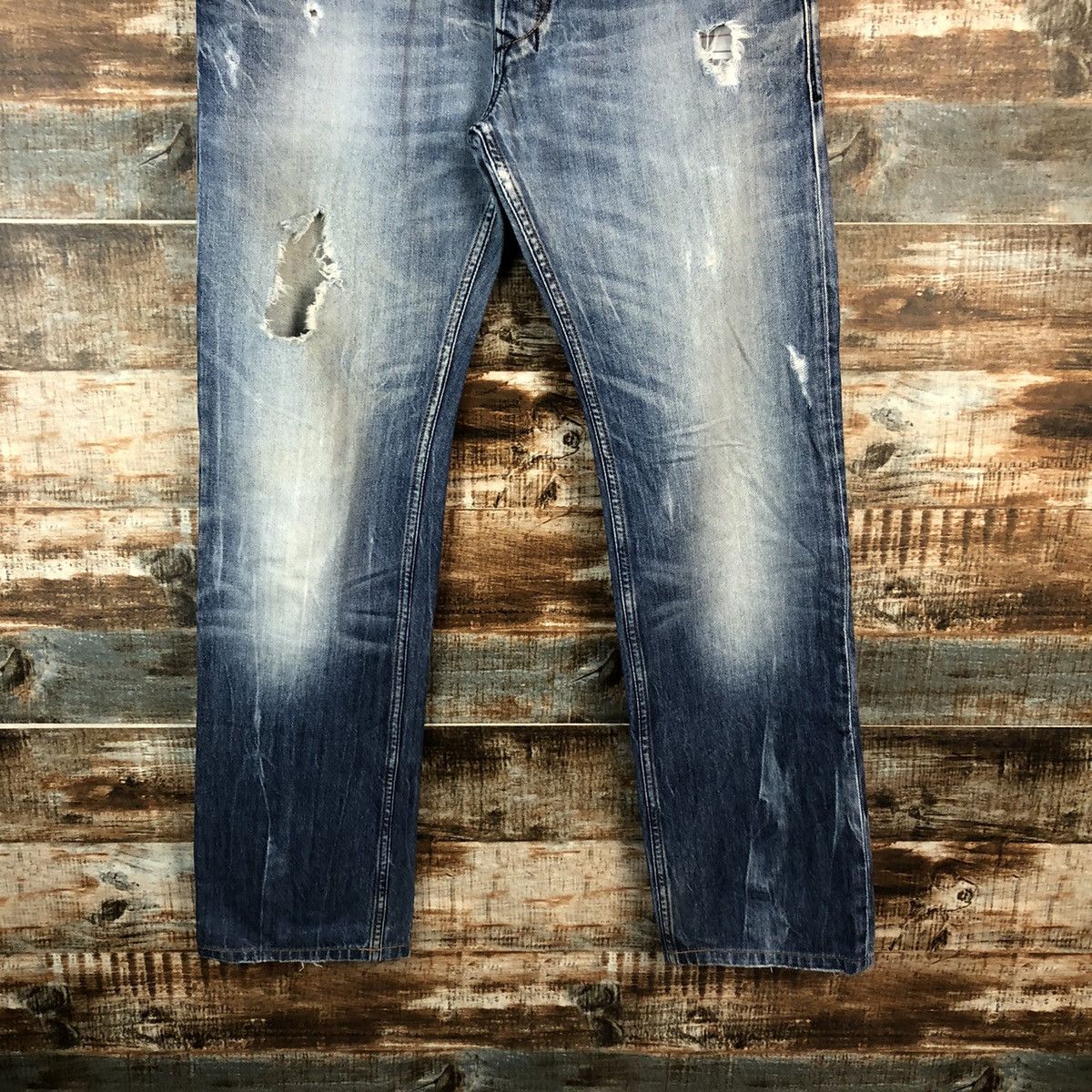 Diesel DL Diesel Industries Blue Distressed Denim Pants #C157 Size US 31 - 3 Thumbnail