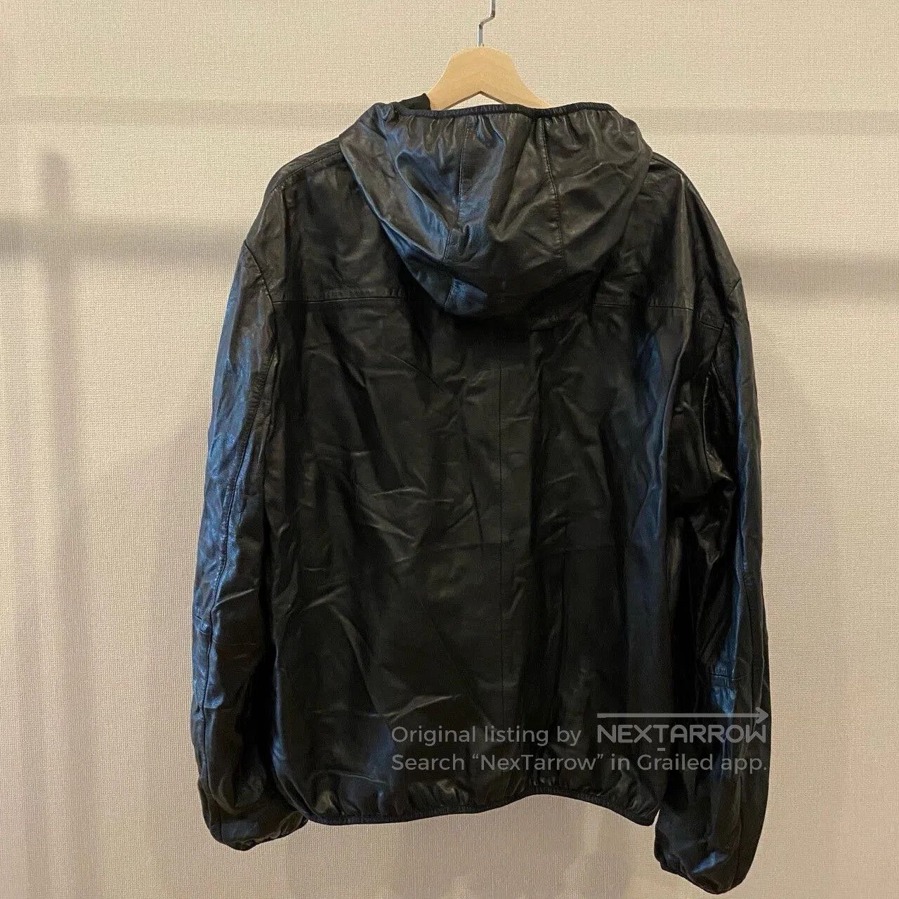 Axist AX Men's Black Hooded Leather Jacket. Size US XL / EU 56 / 4 - 2 Thumbnail
