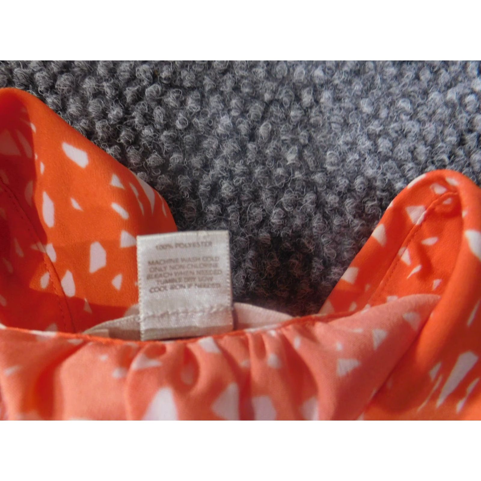 Ann Taylor Loft Ann Taylor Loft Geometric Sleeveless Collared Pullover Orange Polyester Blouse Women XL Casual Tunic Button Size XL / US 12-14 / IT 48-50 - 7 Thumbnail