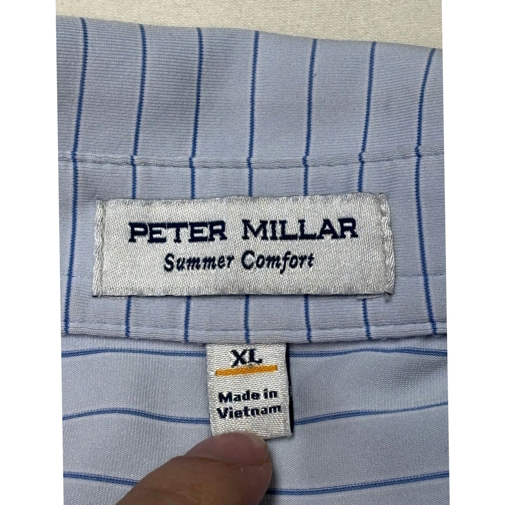 Peter Millar Peter Millar Polo Shirt Mens XL Striped Blue White St Elmo Club Short Sleeve Golf Moisture Wicking Size US XL / EU 56 / 4 - 3 Thumbnail