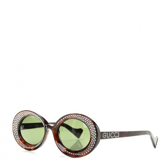 Designer × Gucci × Swarovski Gucci Tortoise Shell Swarovski Diamond Studded Sunglasses Size ONE SIZE - 12 Thumbnail