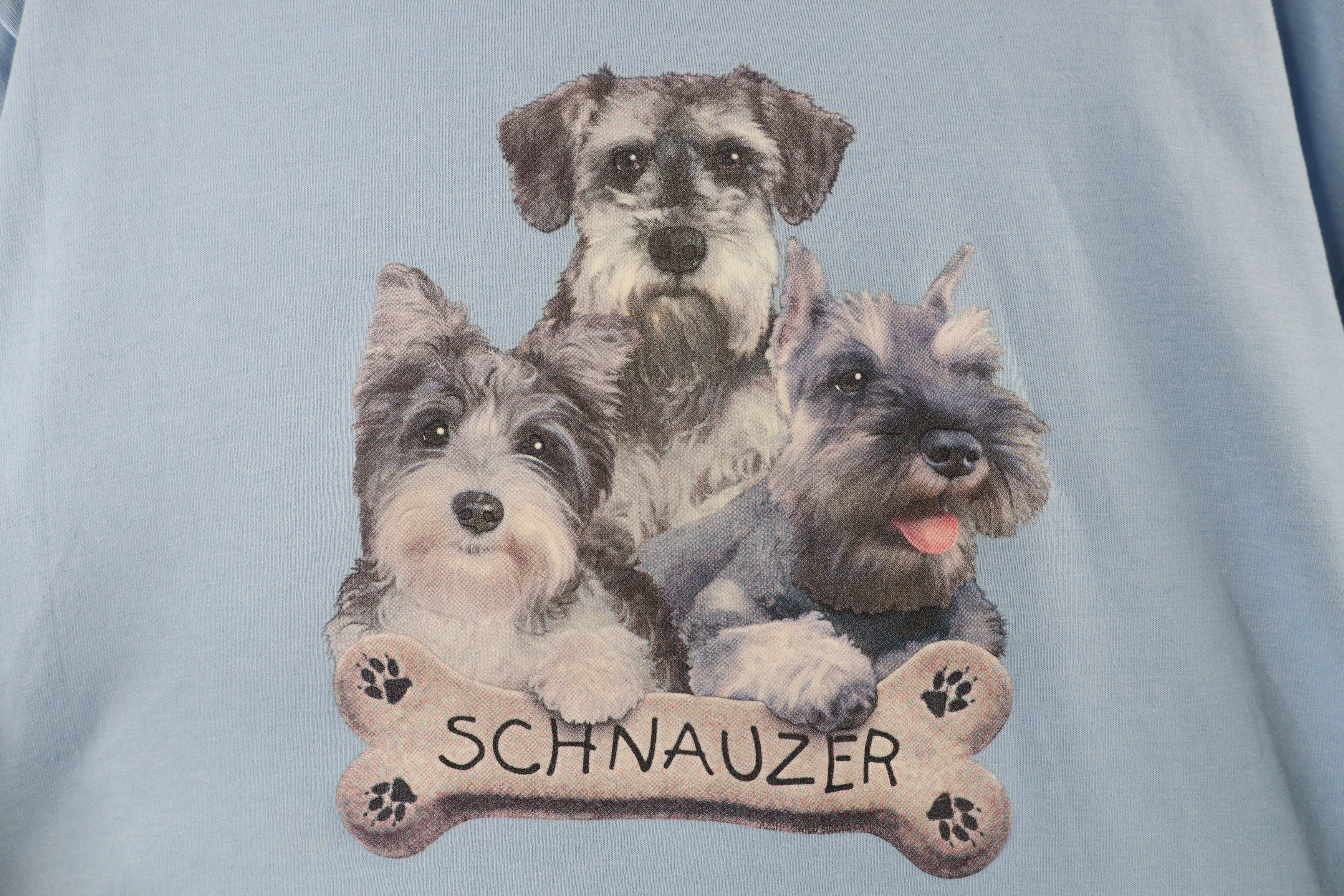 Vintage Vintage 90s Spell Out Schnauzer Dog Puppy T-Shirt Light Blue Size L / US 10 / IT 46 - 4 Thumbnail