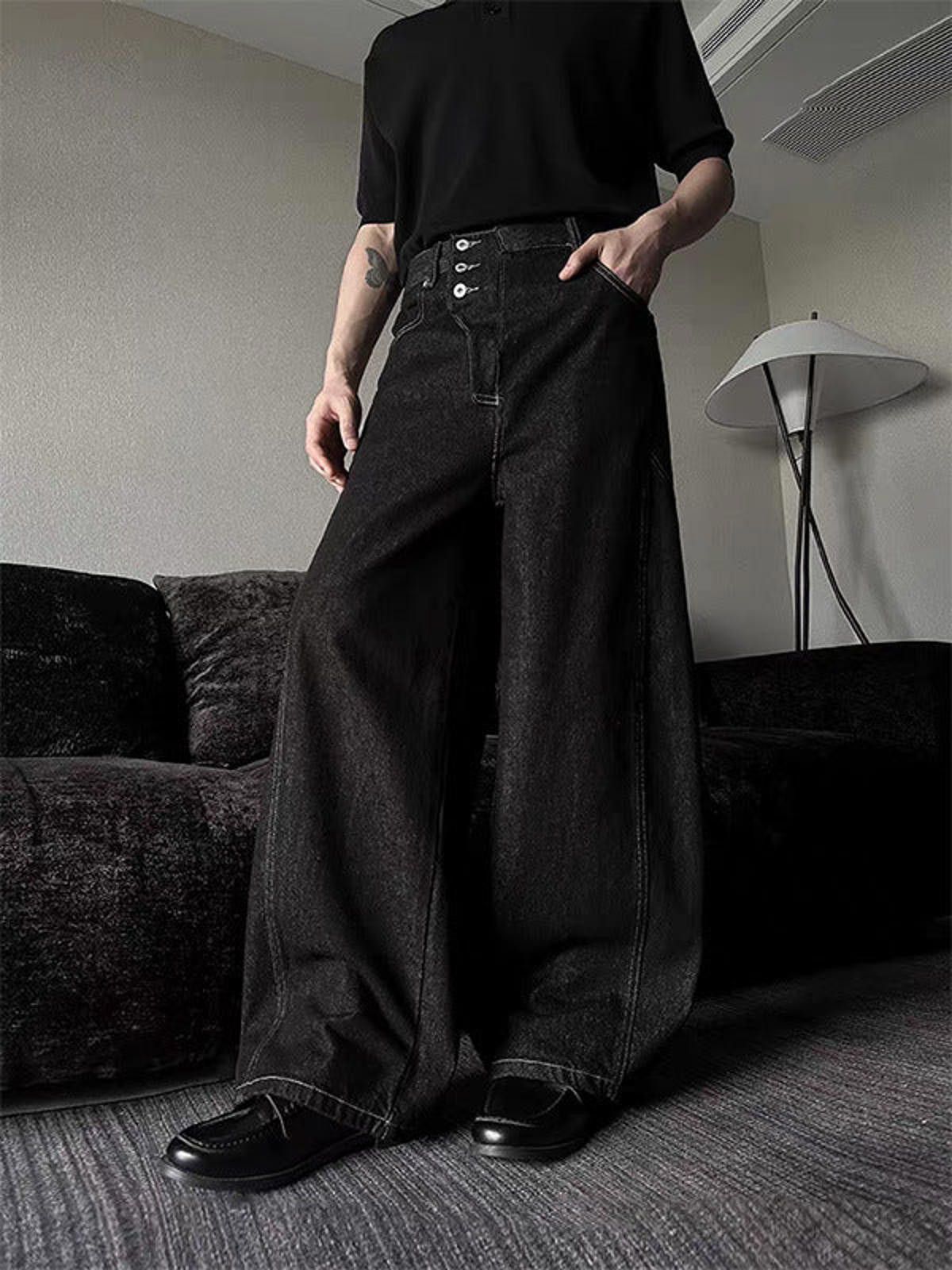 Other Black Wide Leg Denim Jeans, High Waist Baggy Jeans Size US 28 / EU 44 - 3 Thumbnail