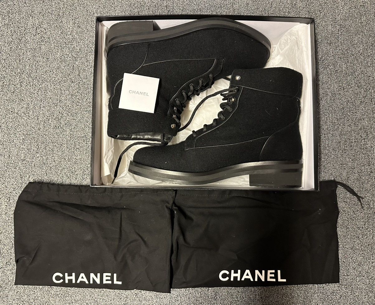 Chanel Chanel 2016 Wool Ankle Lace-Up Boots Size US 12 / EU 45 - 6 Thumbnail