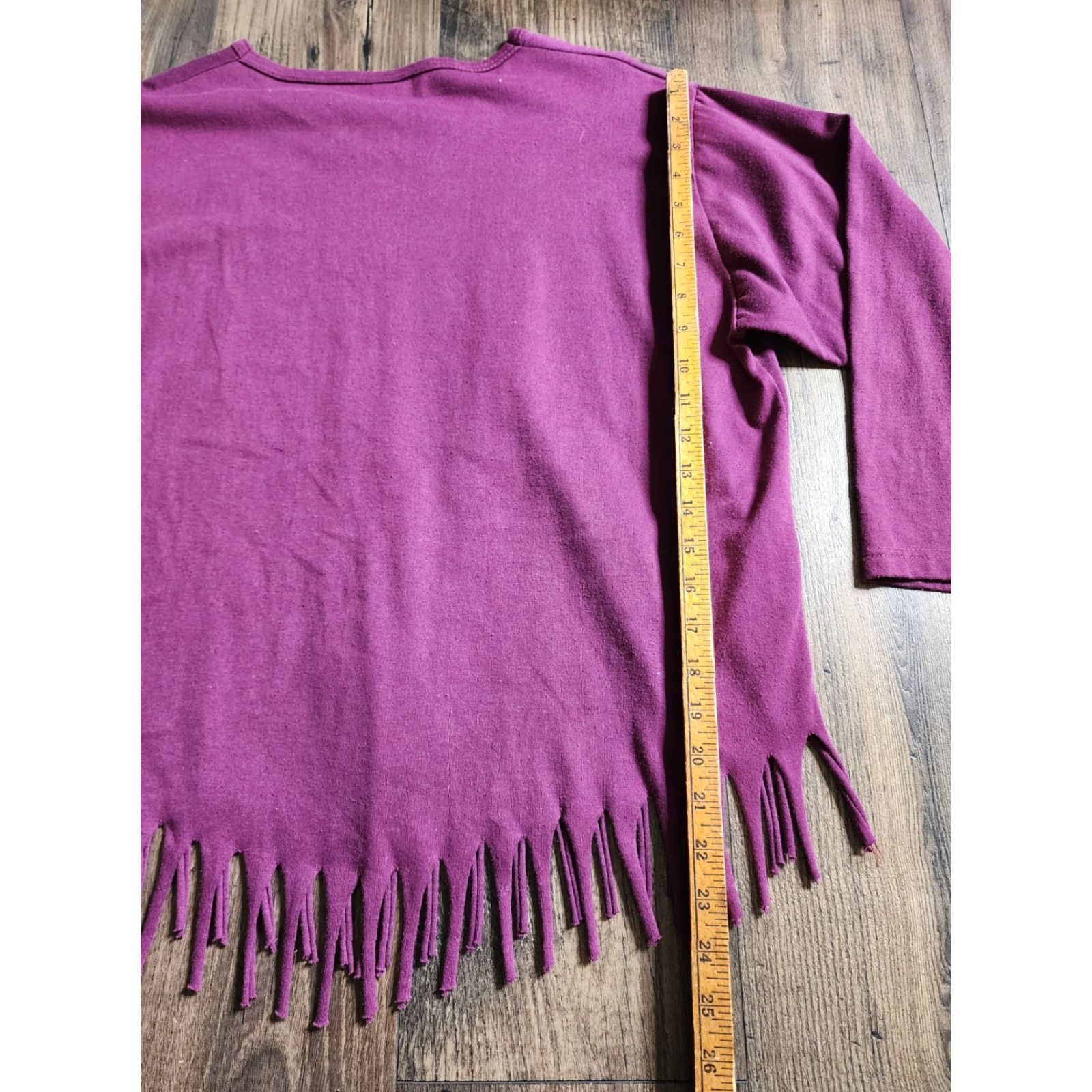 Vintage VINTAGE Sunbelt T-Shirt Ladies L 90s Hand Painted Fringe Long Sleeve Purple Crew Neck Cotton Blend Shirt Womens Size L / US 10 / IT 46 - 2 Thumbnail