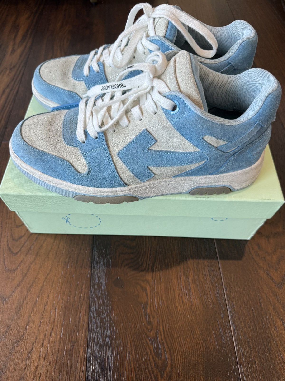 Off-White Off-White Out Of Office Suede Blue Sneakers Size US 10 / EU 43 - 4 Thumbnail