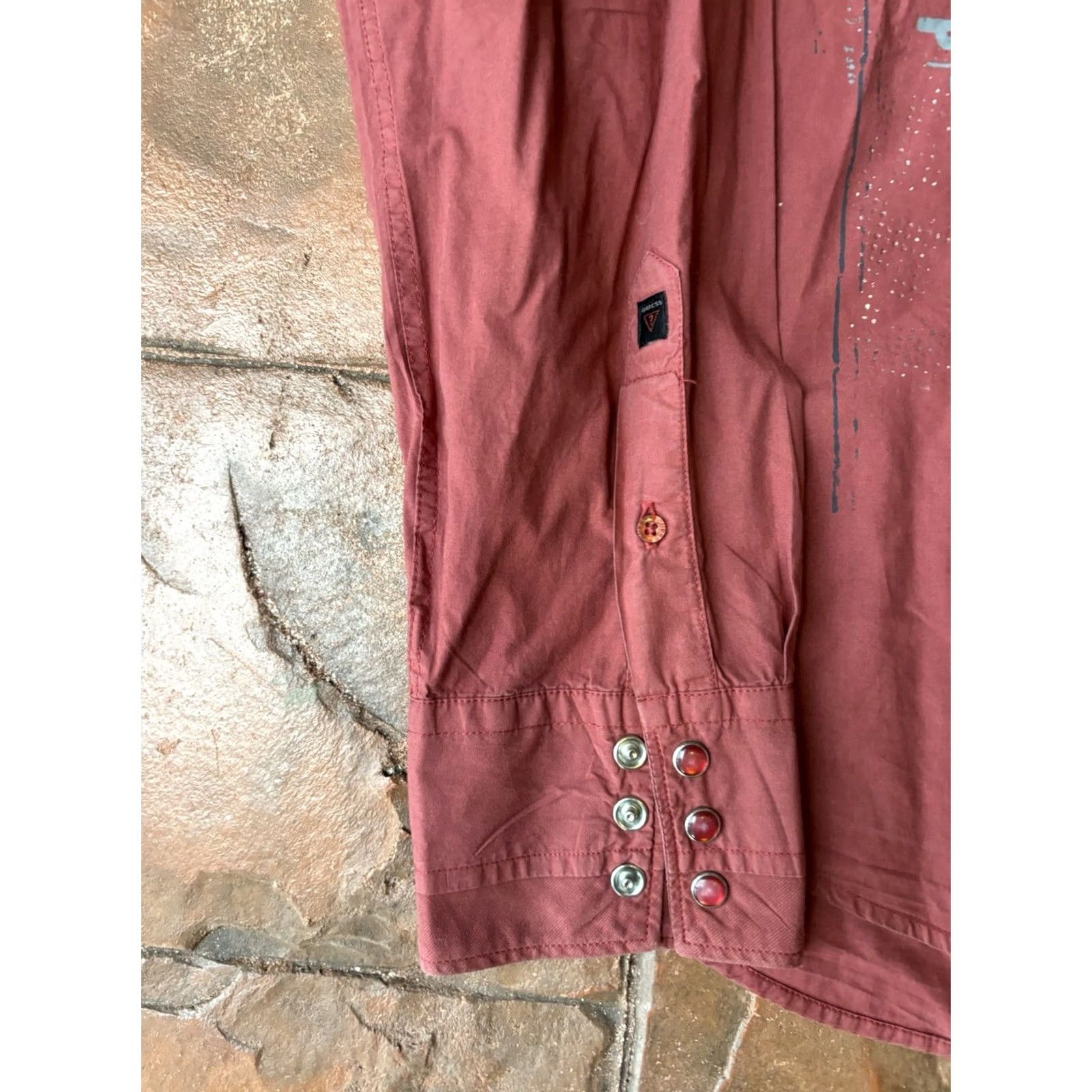 Guess VINTAGE Y2K Guess Jeans Pearl Snap Button Collared Shirt Large Red Men Regular 100% Cotton Button-Up Shirt Size US L / EU 52-54 / 3 - 4 Thumbnail