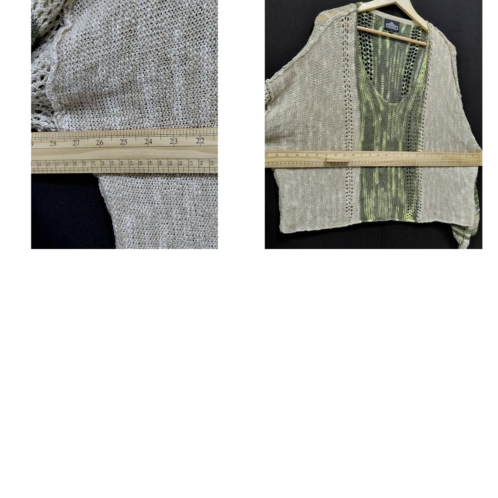 Vintage Angie Cardigan Beige Green Solid Long Sleeve L Women Size L / US 10 / IT 46 - 8 Thumbnail