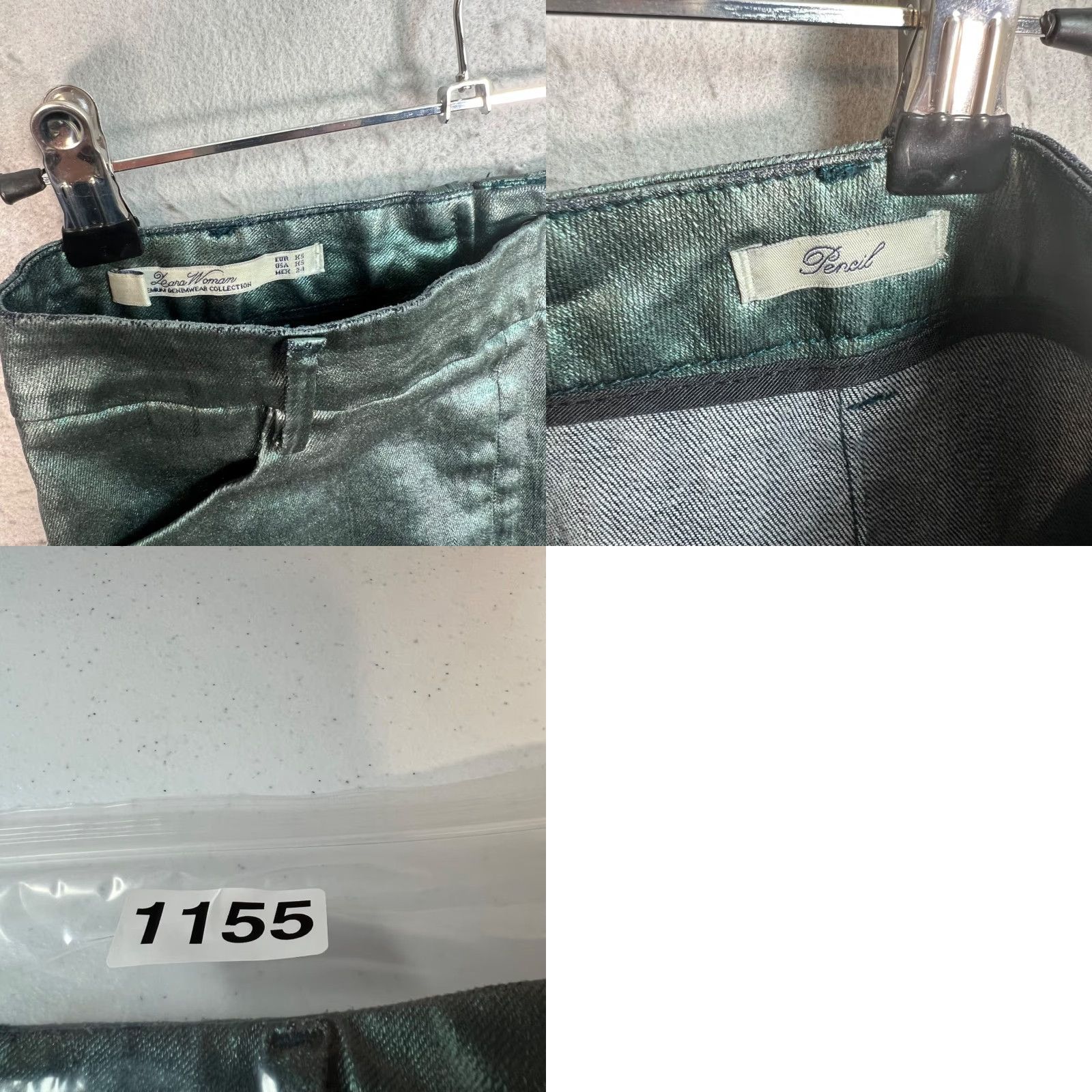 Zara Zara Woman Skirt XS Metallic Green Pencil Cotton Blend Size 26" / US 2 / IT 38 - 8 Thumbnail